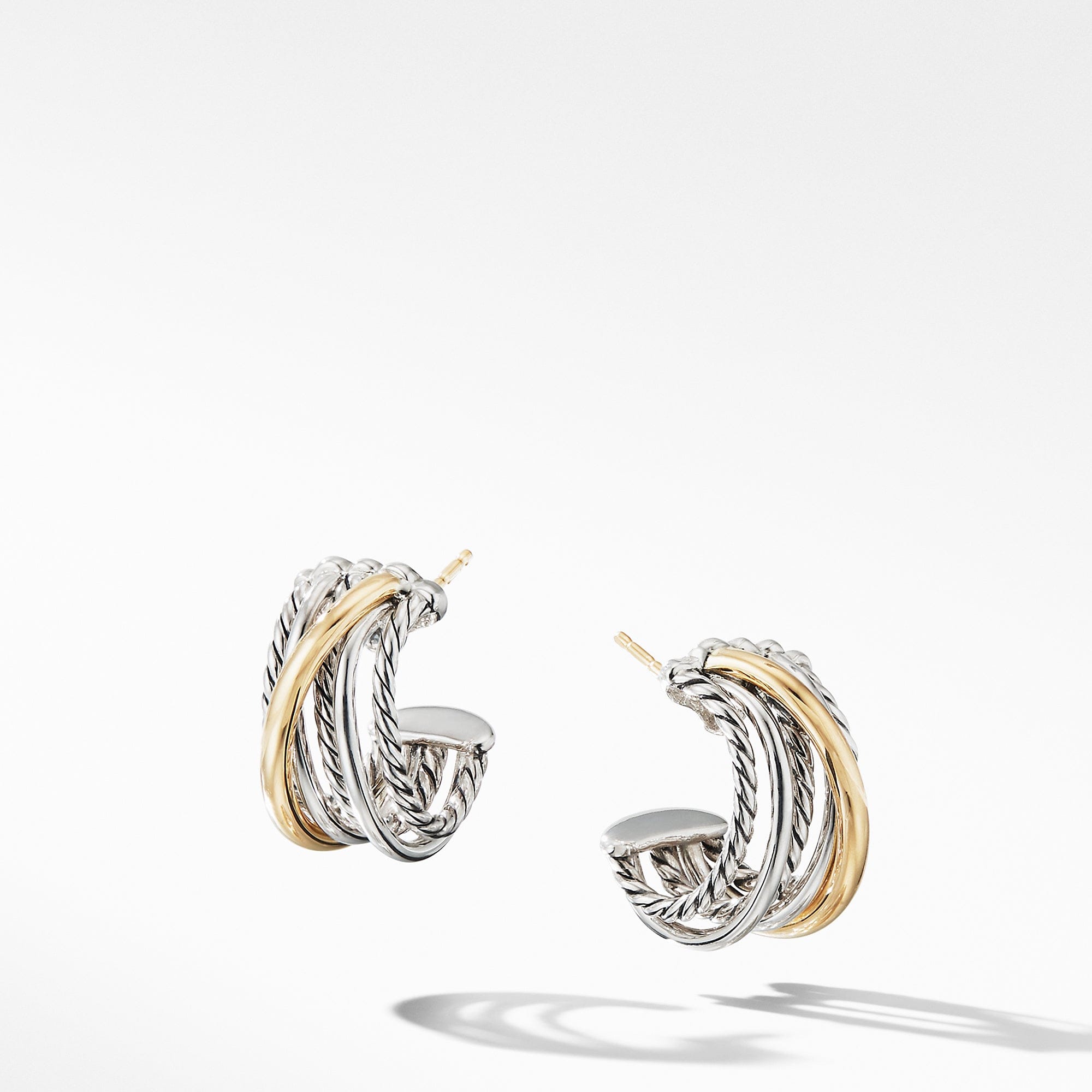 David Yurman Crossover Huggie Hoop Earrings with 18K Yellow Gold