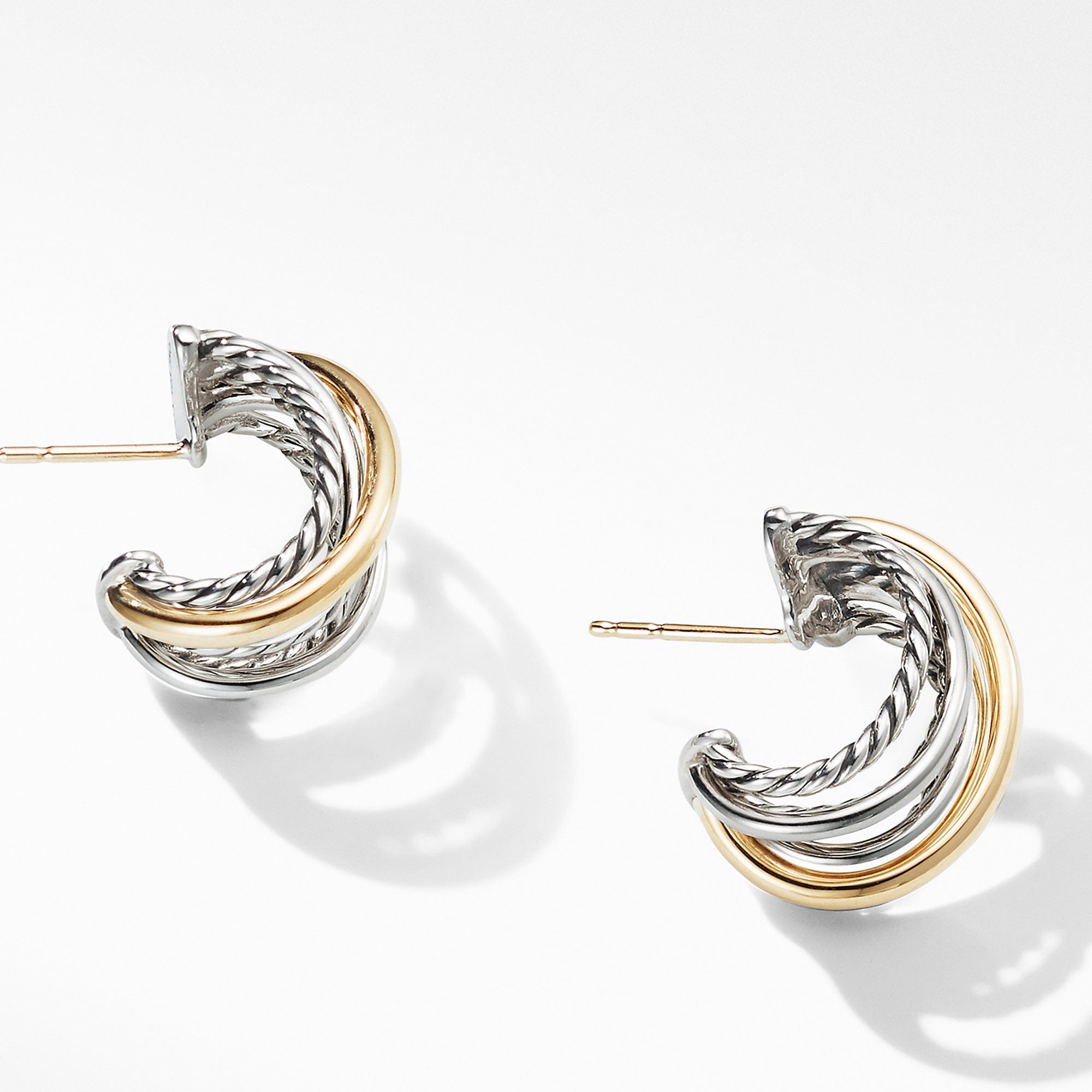 David Yurman Crossover Huggie Hoop Earrings with 18K Yellow Gold