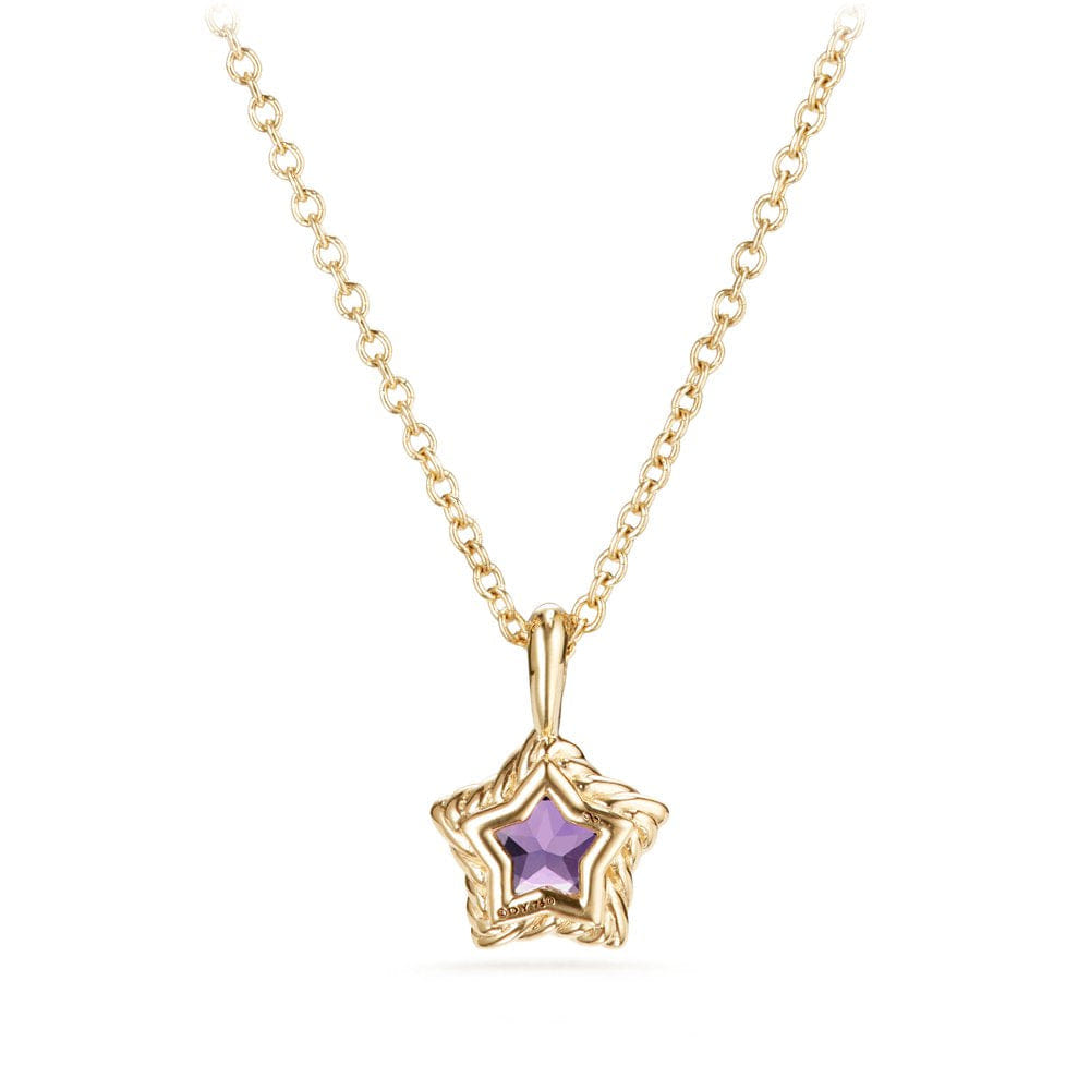 David Yurman Cable Collectibles® Kids Star Charm Necklace with Amethyst in 18K Gold