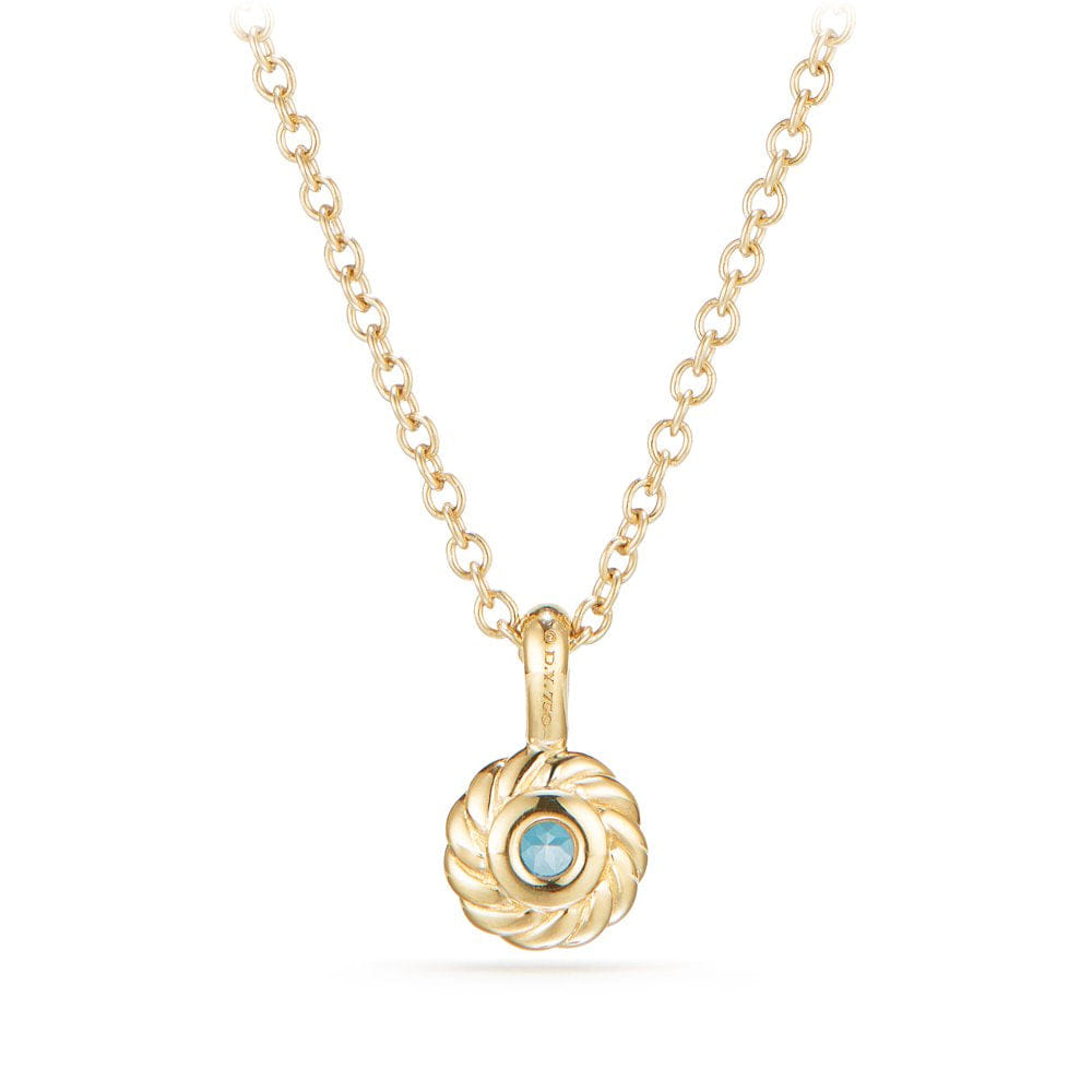 David Yurman Cable Collectibles® Kids Necklace Birthstone Necklace with Aquamarine in 18K Gold, 3 mm