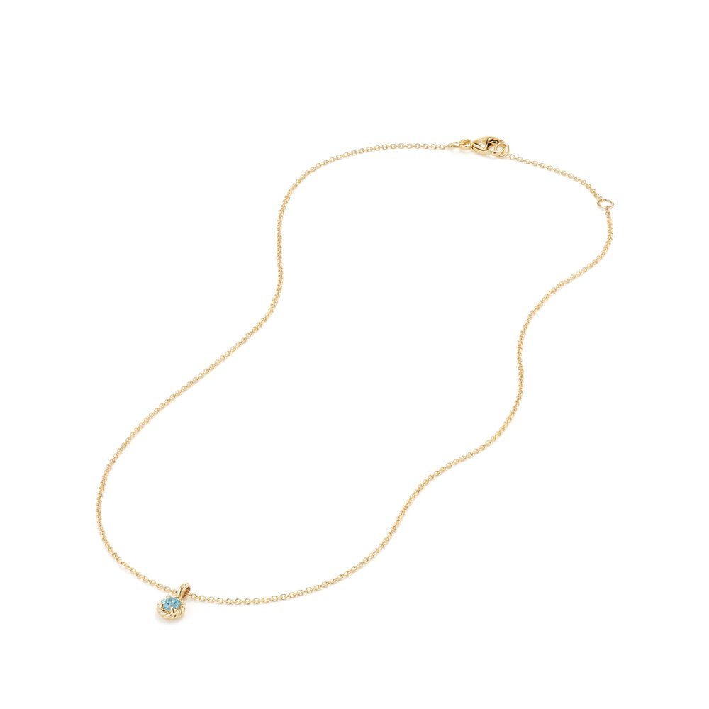 David Yurman Cable Collectibles® Kids Necklace Birthstone Necklace with Aquamarine in 18K Gold, 3 mm
