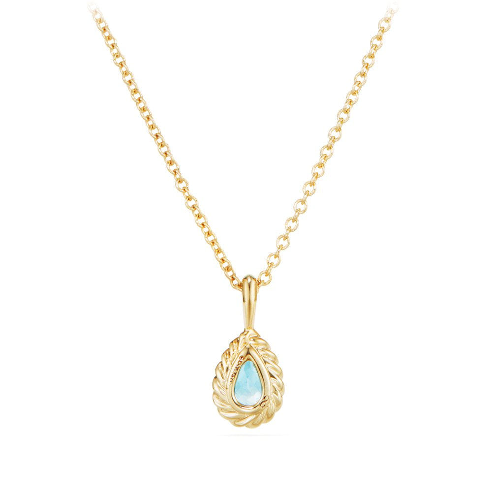 David Yurman Cable Collectibles® Kids Teardrop Charm Necklace with Blue Topaz in 18K Gold
