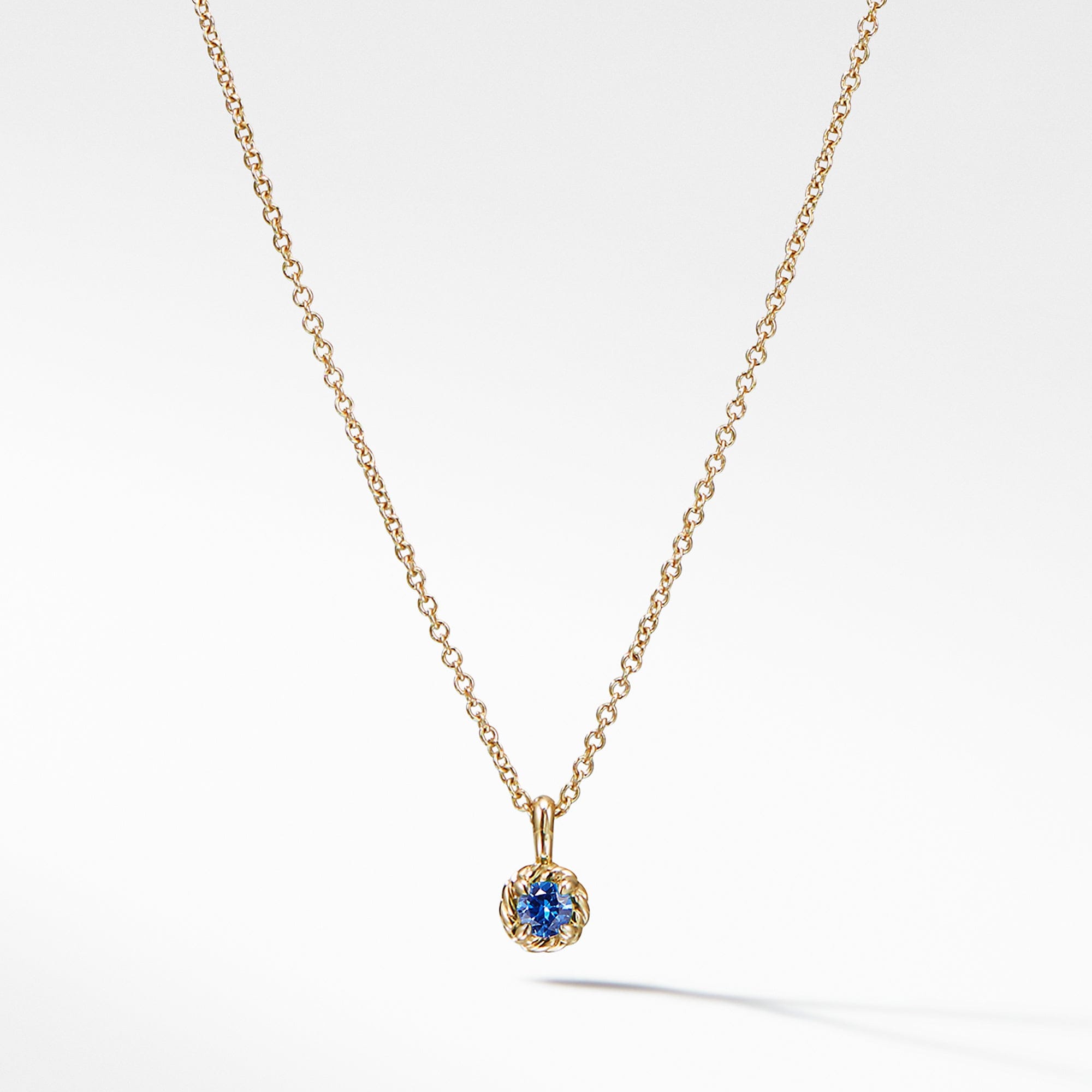 David Yurman Cable Collectibles® Kids Necklace Birthstone Necklace with Sapphire in 18K Gold, 3 mm
