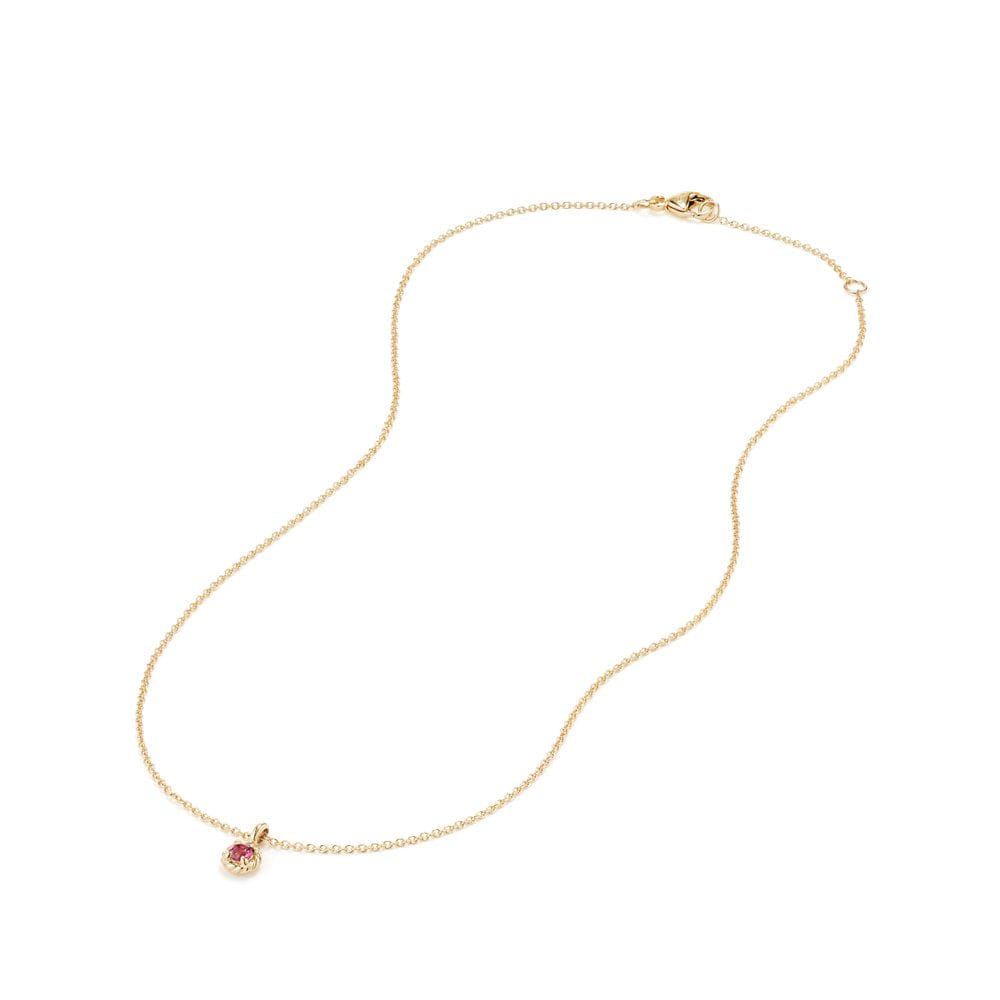 David Yurman Cable Collectibles® Kids Necklace Birthstone Necklace with Pink Tourmaline in 18K Gold, 3 mm