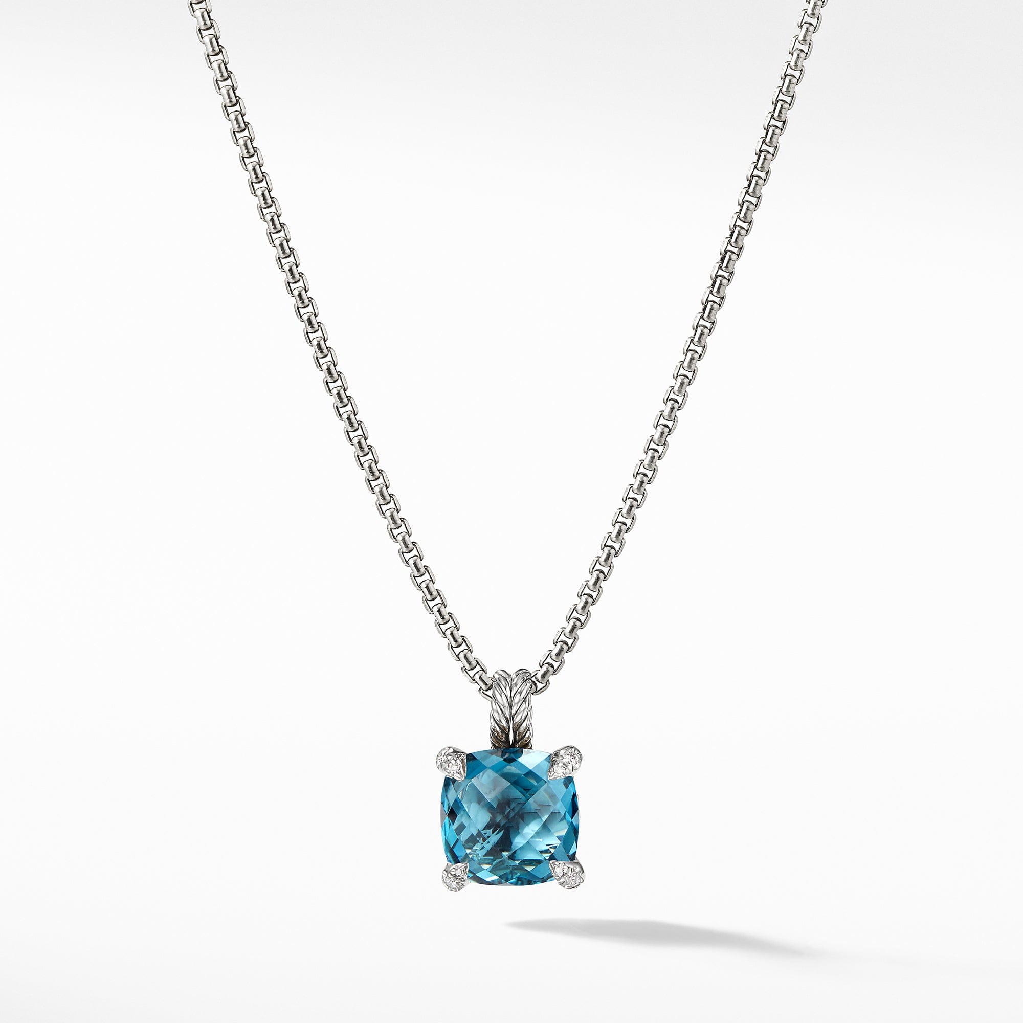 David Yurman Pendant Necklace with Hampton Blue Topaz and Diamonds