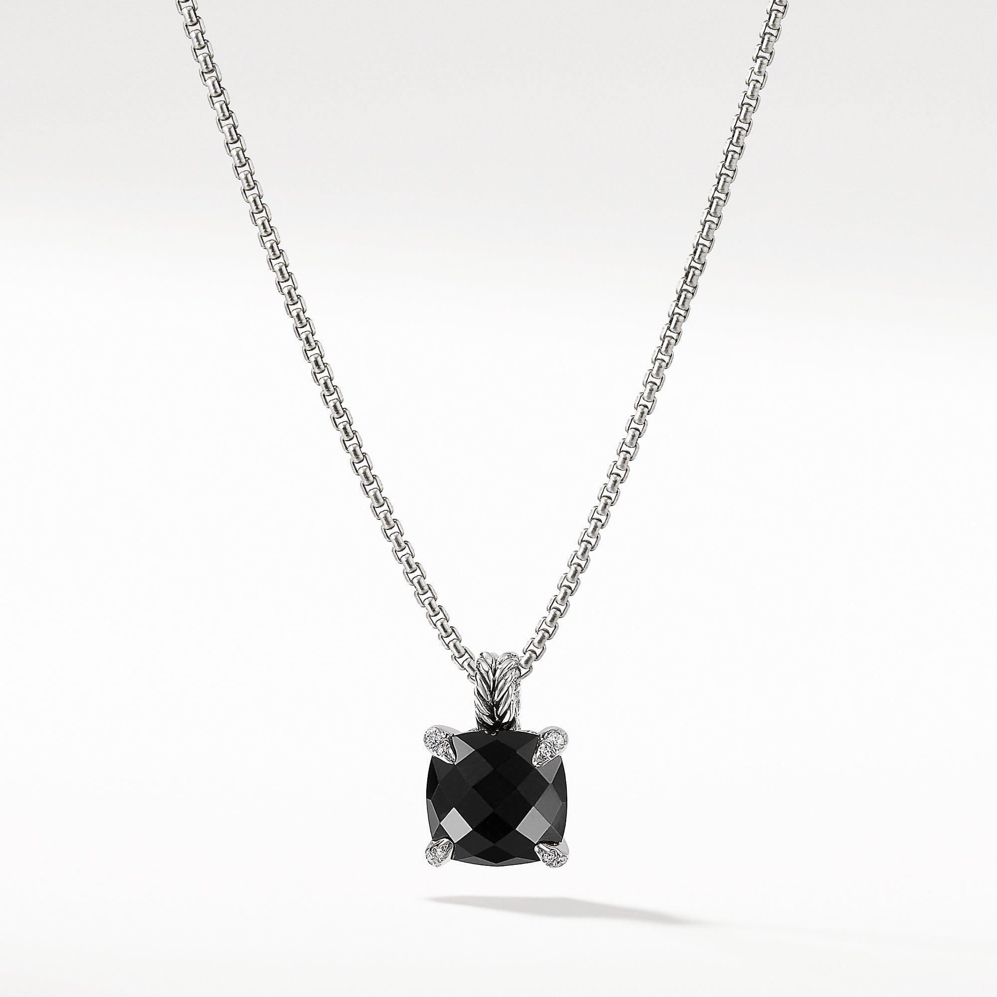 David Yurman Châtelaine® Pendant Necklace with Black Onyx and Diamonds, 11 mm