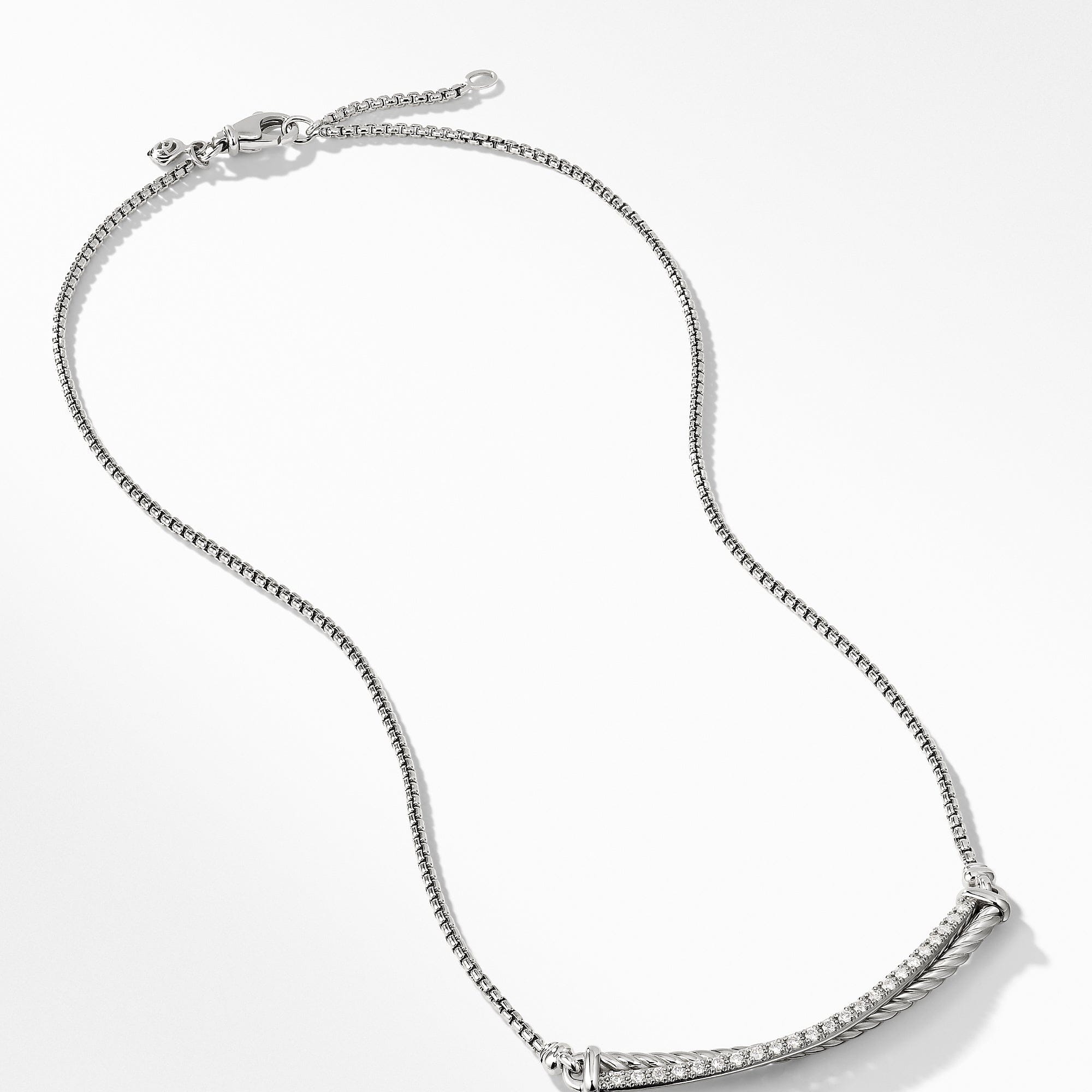 David Yurman Crossover Bar Necklace with Diamonds, 17" Length