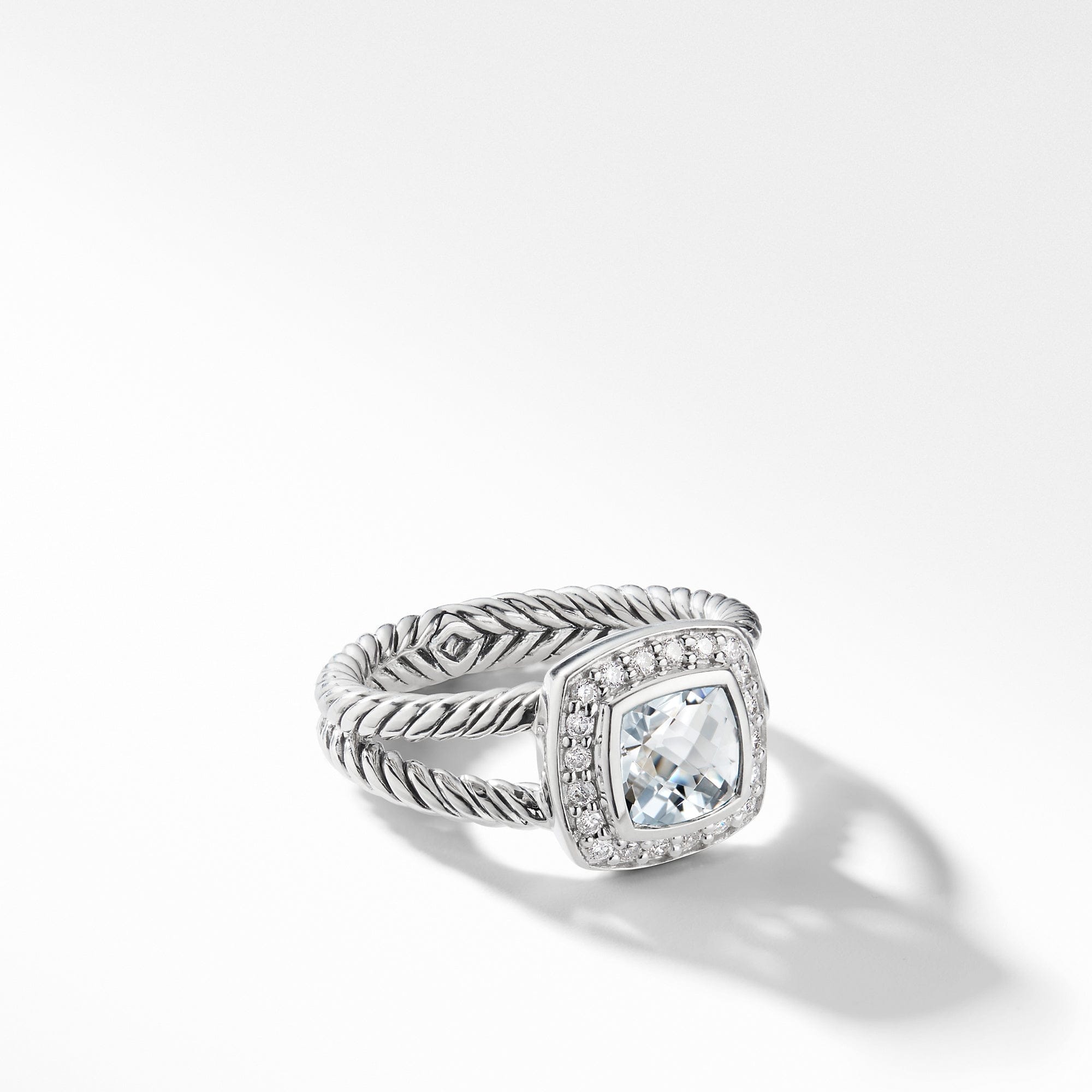 David Yurman Petite Albion® Ring with White Topaz and Diamonds, Size 6