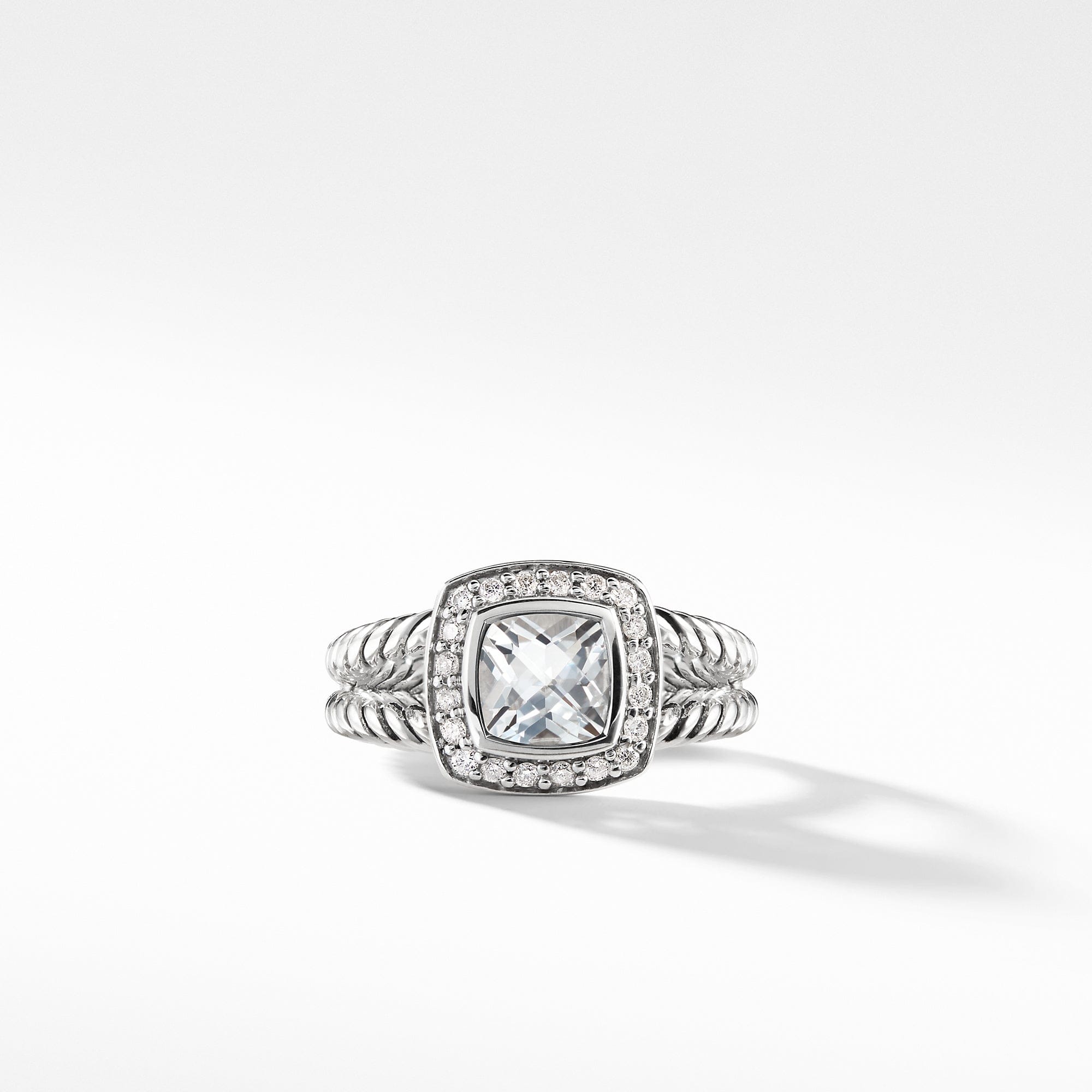 David Yurman Petite Albion® Ring with White Topaz and Diamonds, Size 6