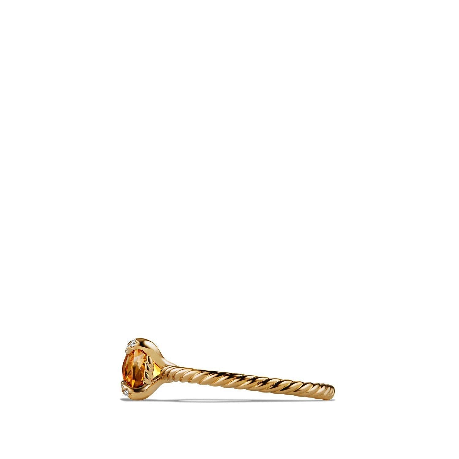 David Yurman Ring with Citrine and Diamonds in 18K Gold, Size 7