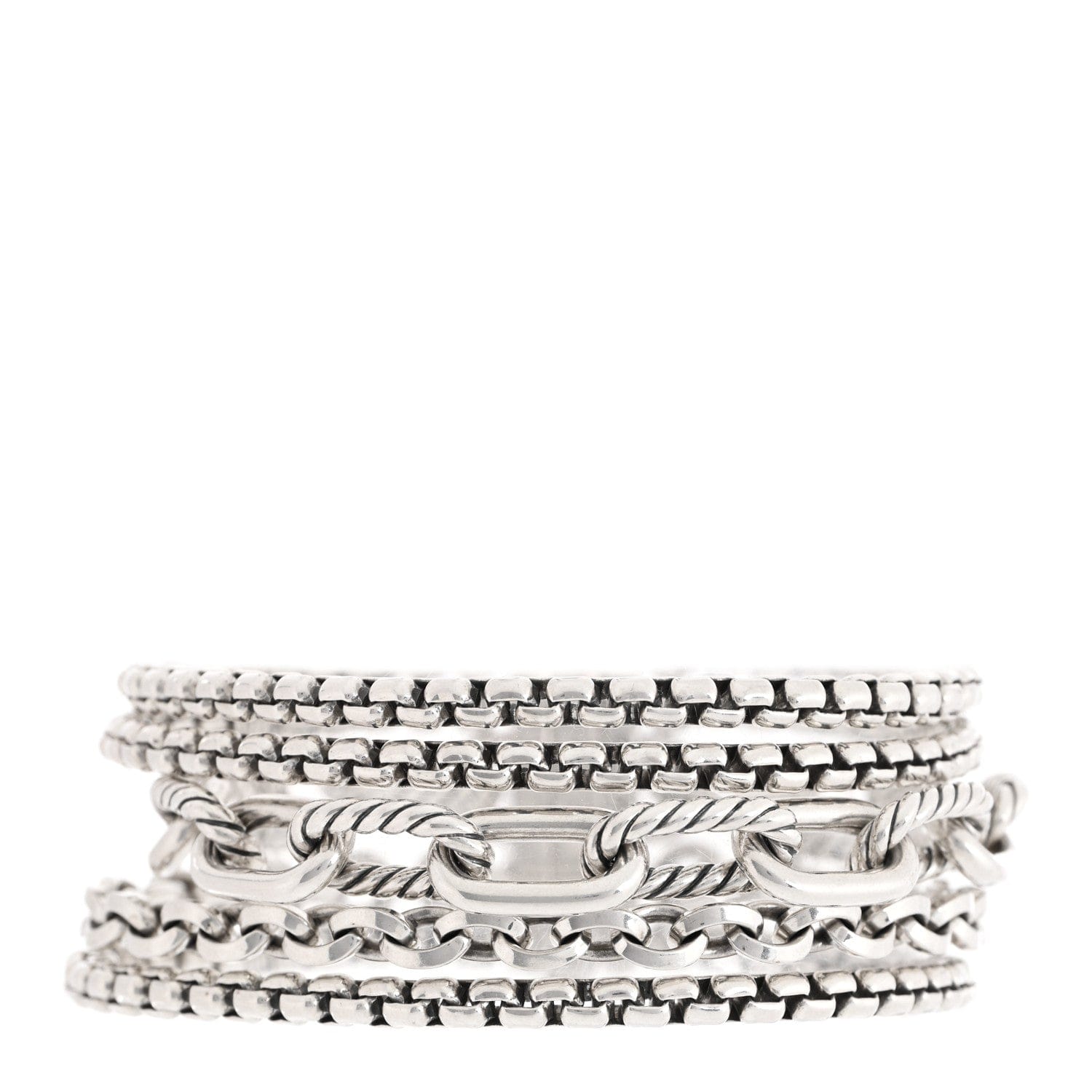 David Yurman Sterling Silver Multi Row Chain Bracelet