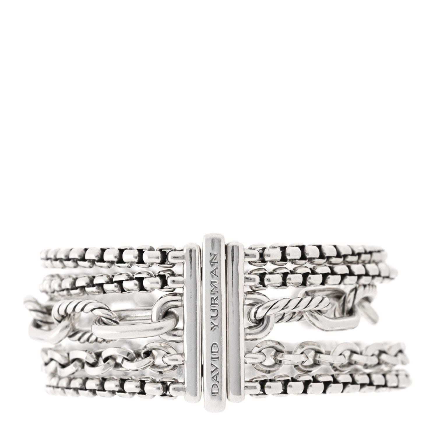 David Yurman Sterling Silver Multi Row Chain Bracelet