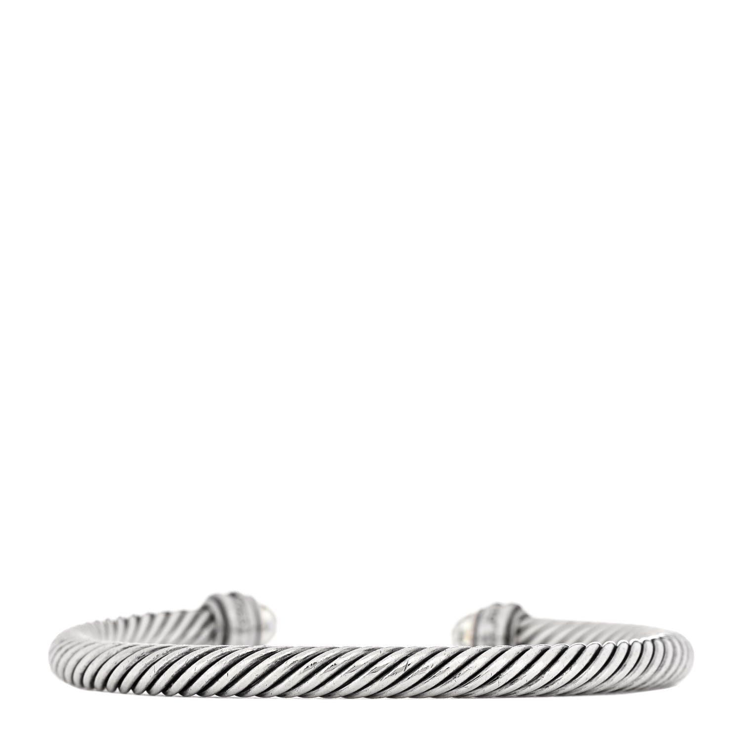 David Yurman Sterling Silver Diamond Prasiolite 5 mm Cable Classics Bracelet
