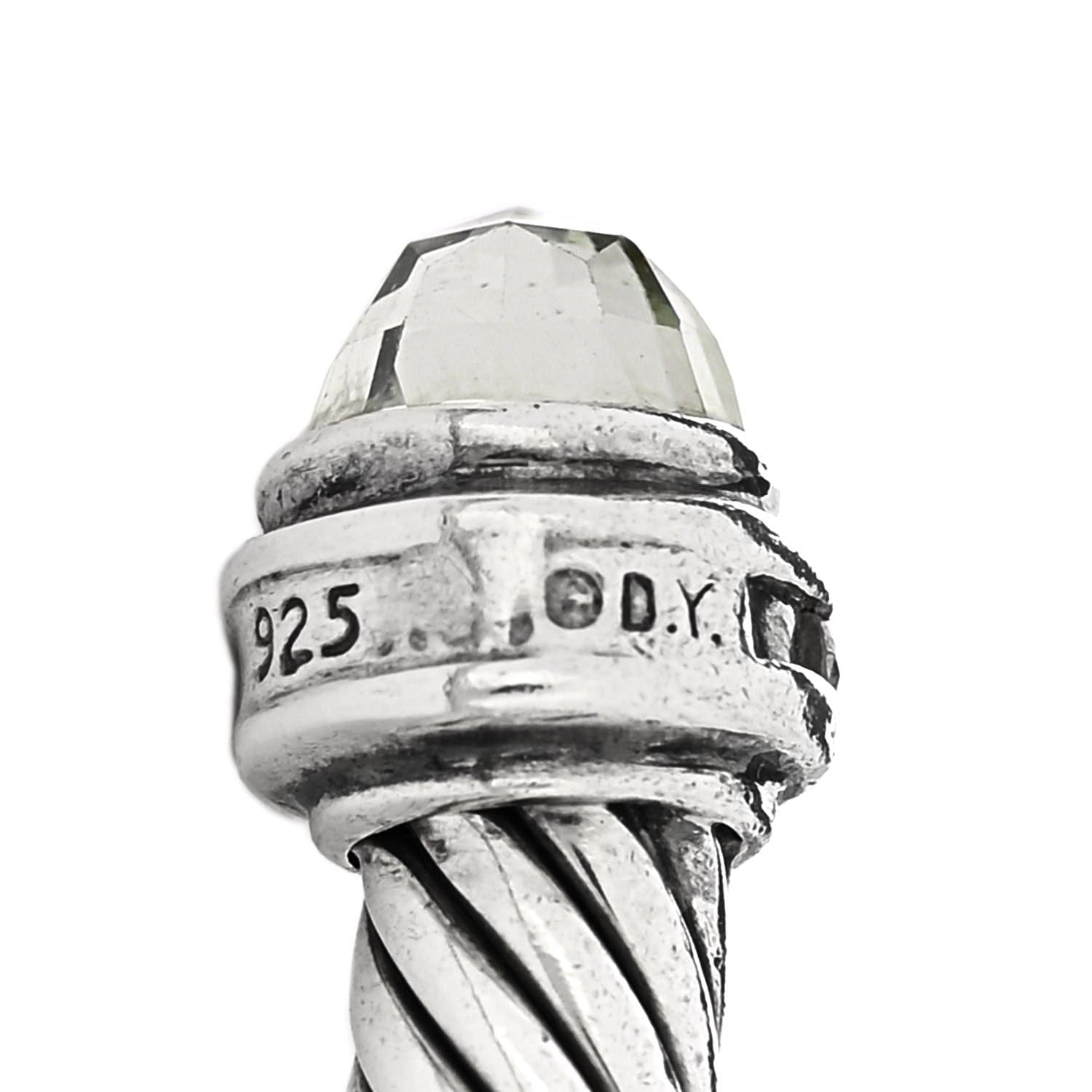 David Yurman Sterling Silver Diamond Prasiolite 5 mm Cable Classics Bracelet