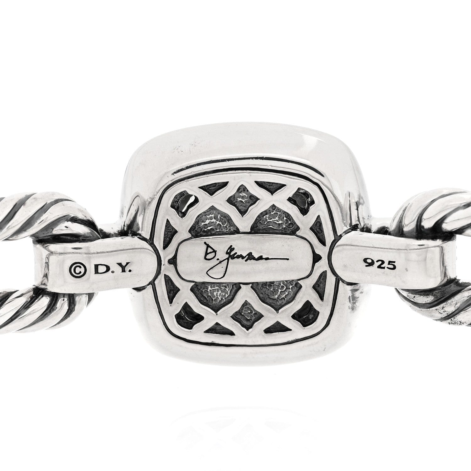 David Yurman Sterling Silver Diamond Prasiolite 10 mm Albion Cable Bracelet