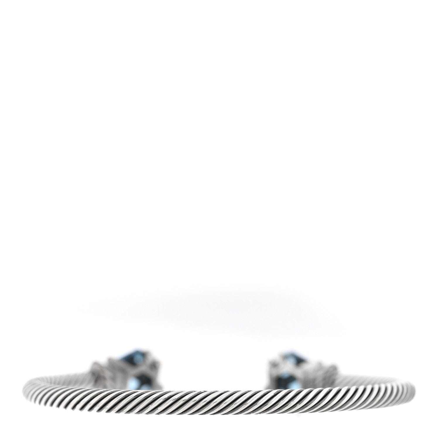 David Yurman Sterling Silver Hampton Blue Topaz Diamond 4 mm Cable Wrap Bracelet