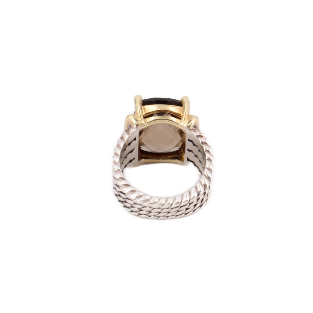 DAVID Yurman WHEATON STERLING SILVER, 18KT GOLD, SMOKY TOPAZ, DIAMOND RINGS 6