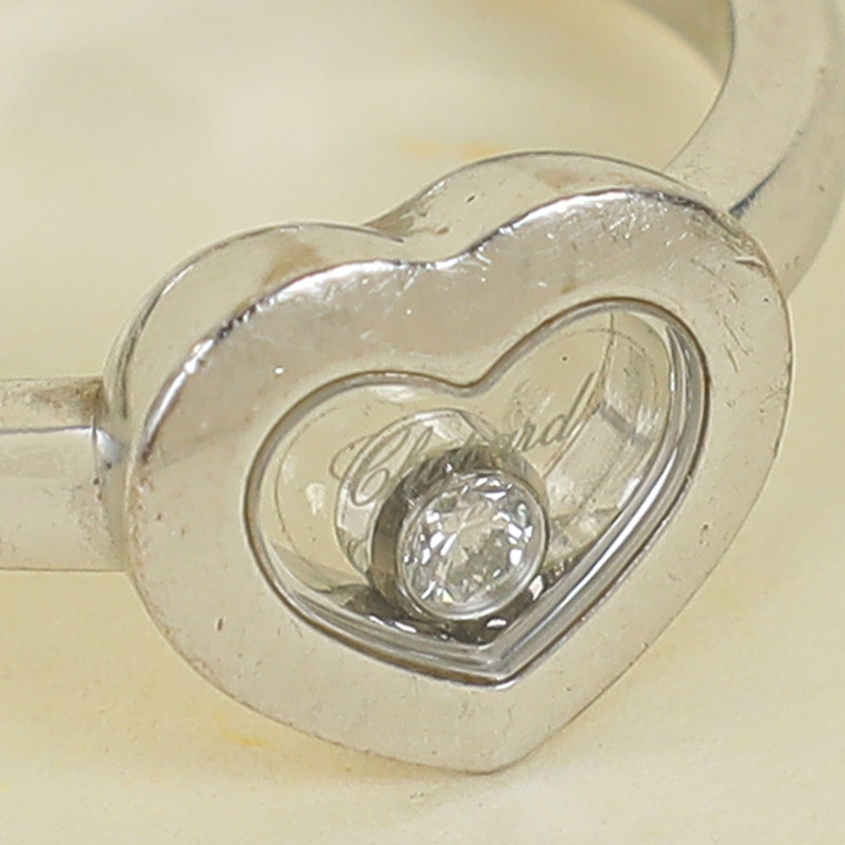 Chopard 18K White Gold Happy Diamond Heart Ring 52