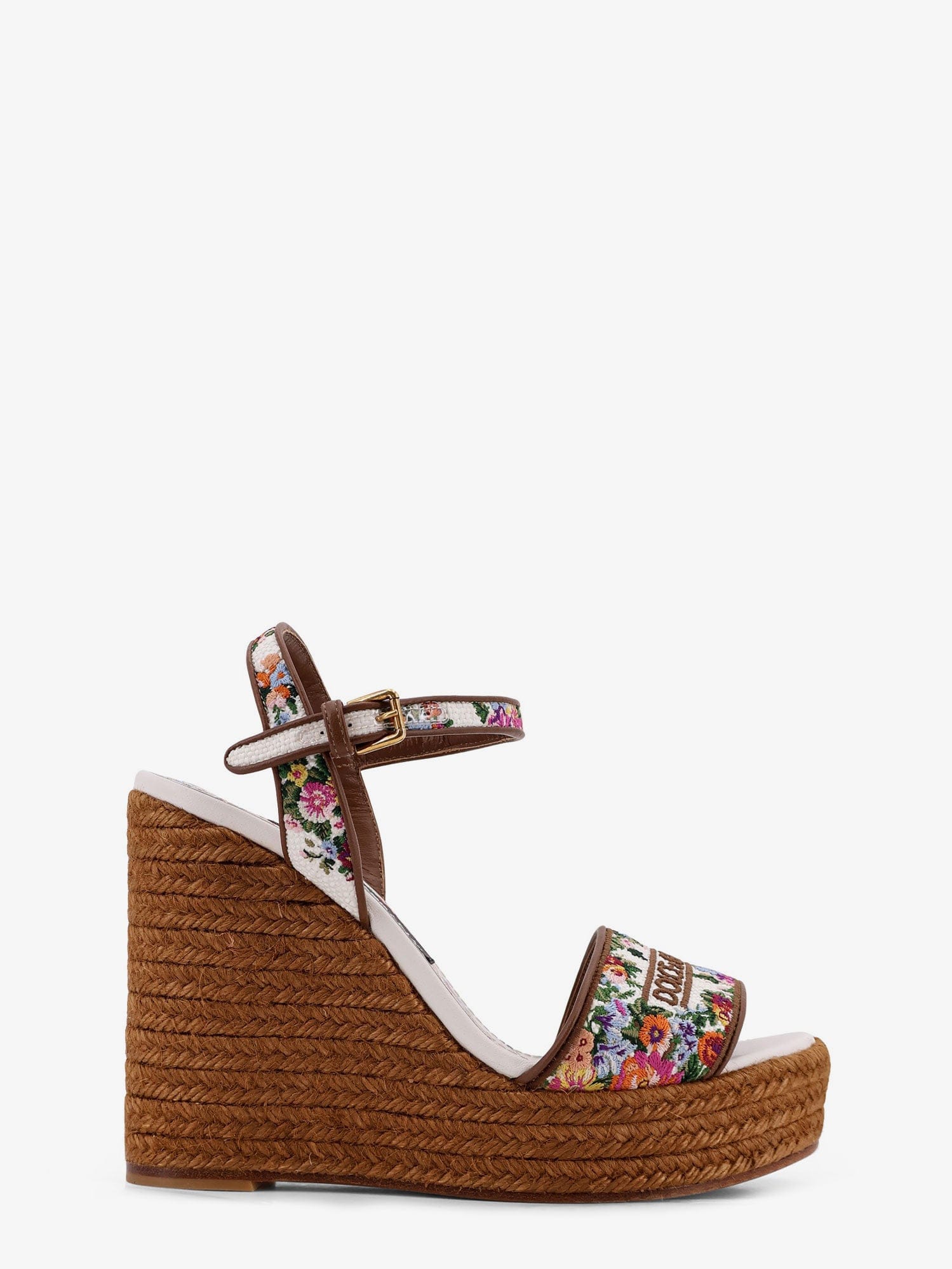 Dolce & Gabbana Raffia sandals with floral embroidery