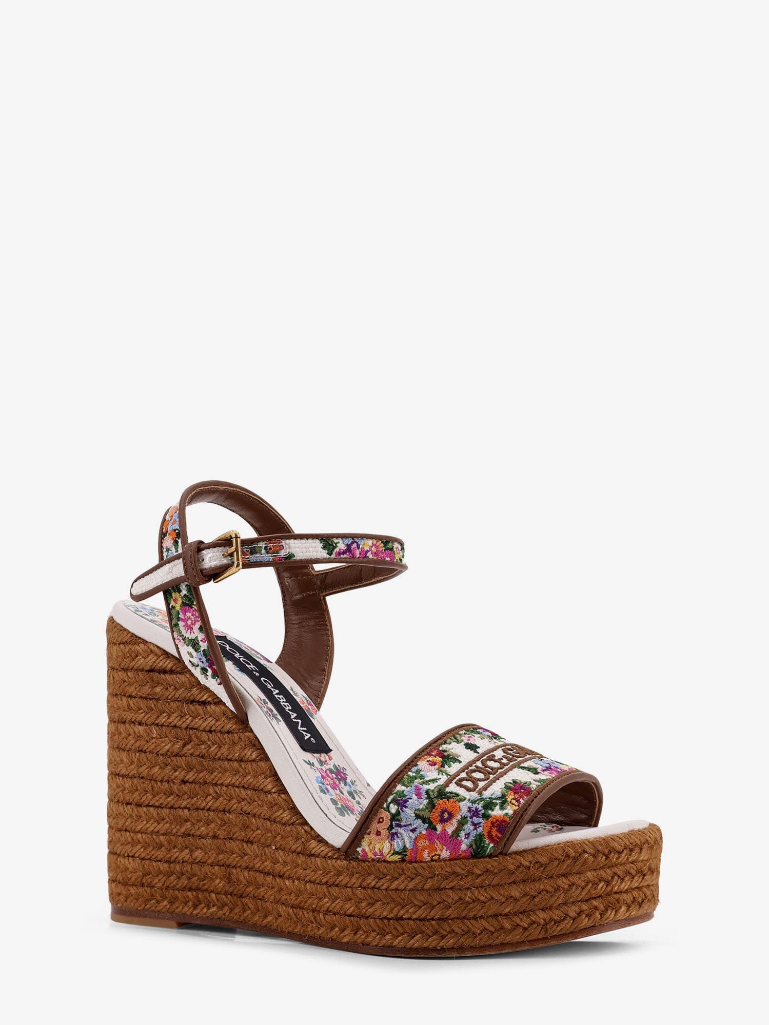 Dolce & Gabbana Raffia sandals with floral embroidery