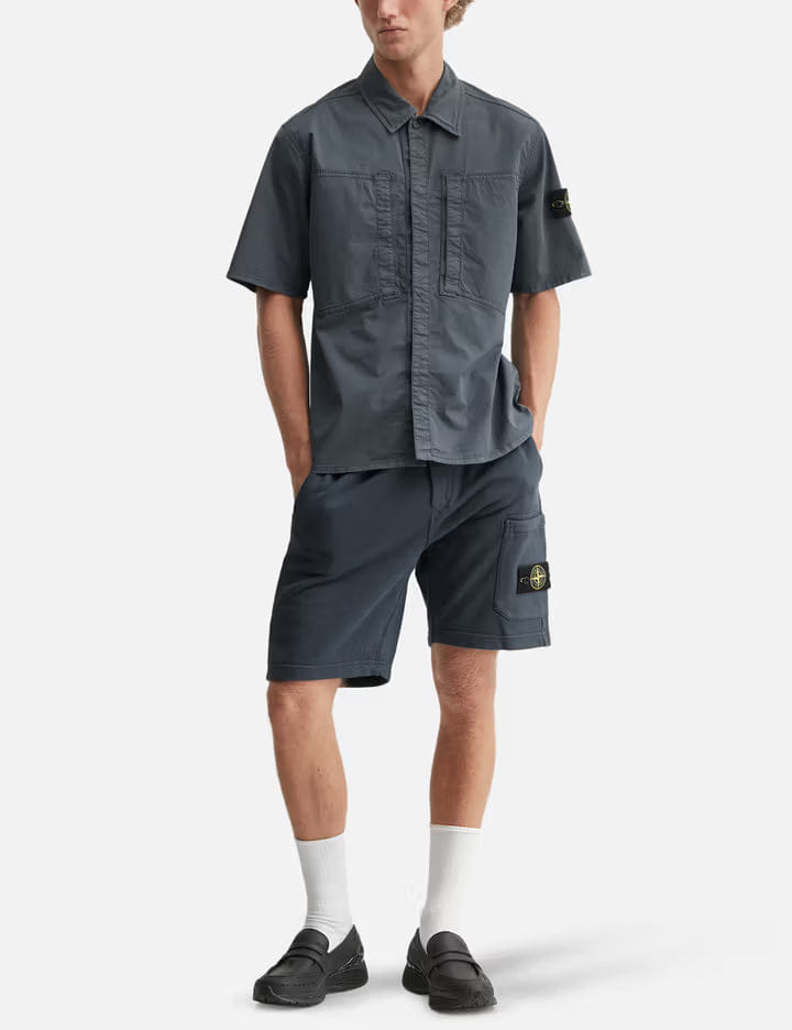 Stone Island Organic Cotton Fleece Jogger Shorts