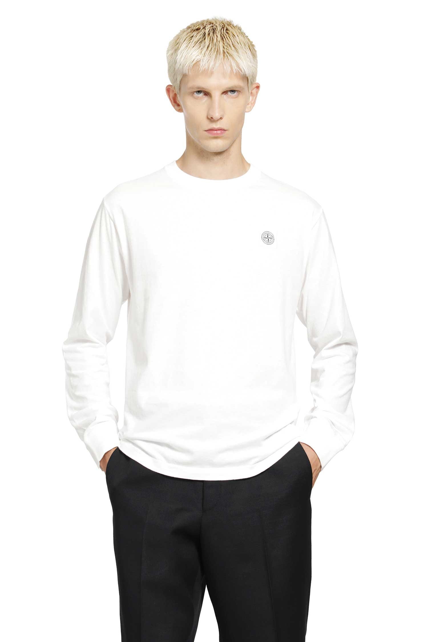 Stone Island 2100025 Cotton Jersey Fissato Effect LS T - Shirt