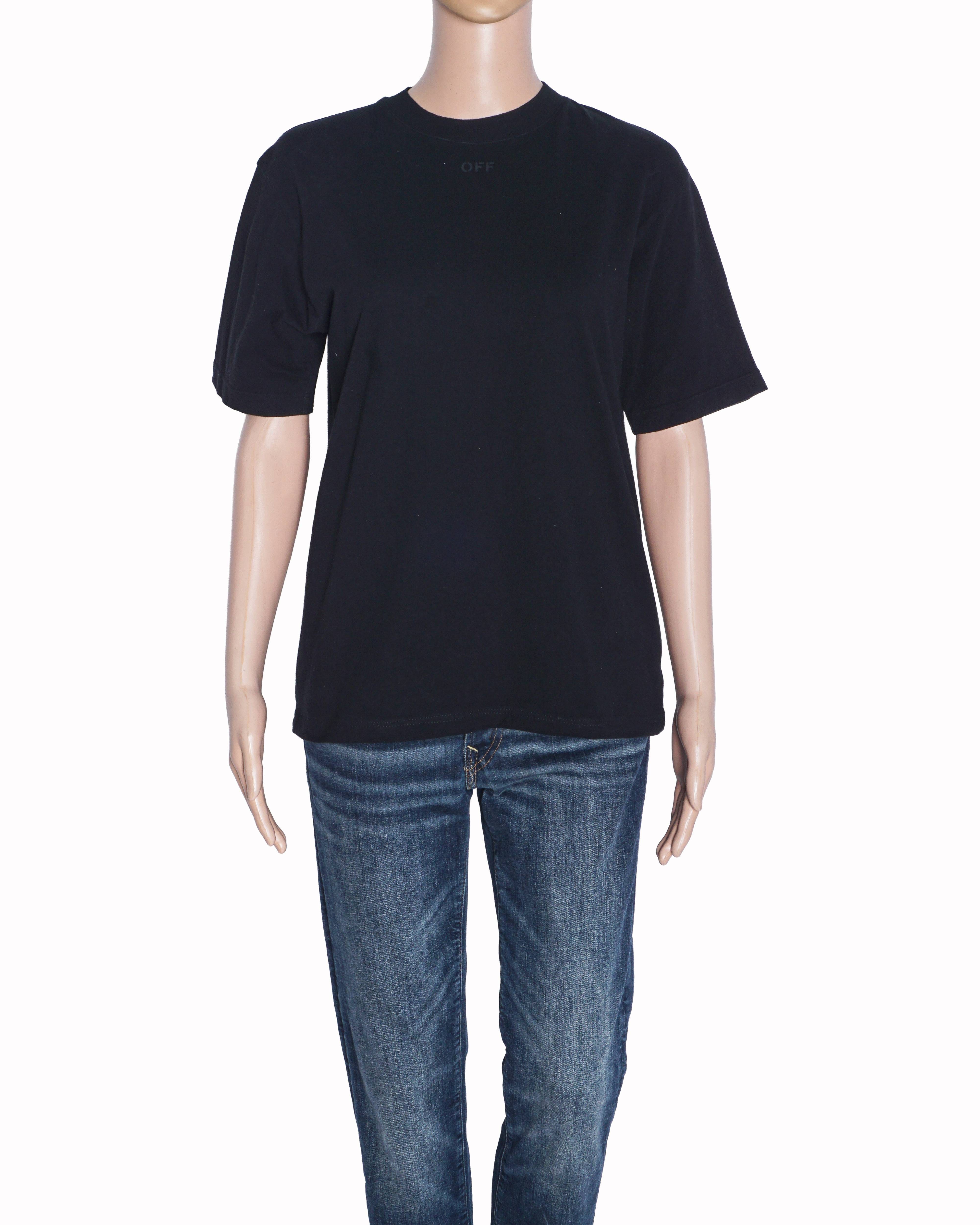 Off - White Black Cotton T - Shirt with Back Arrows Patch