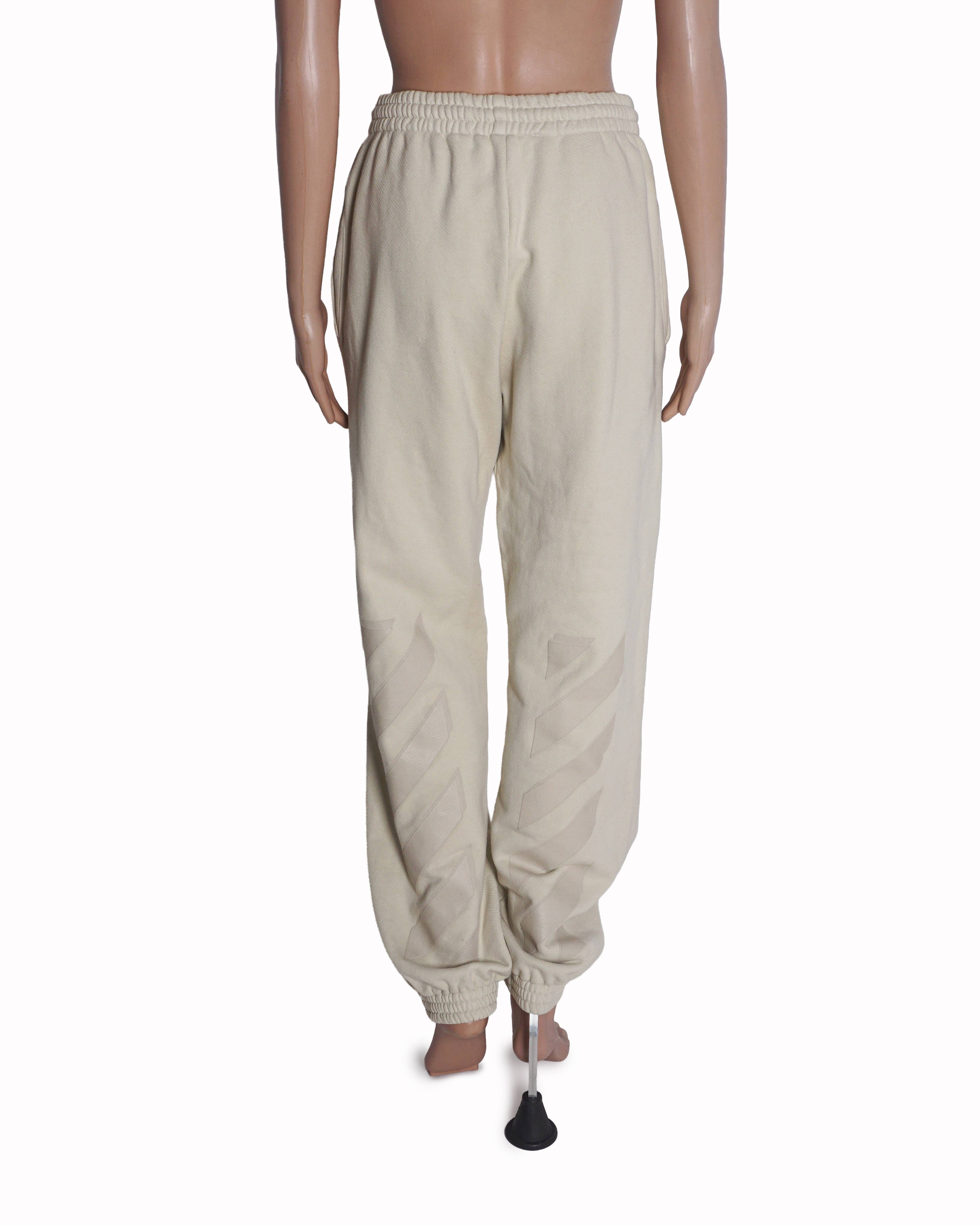 Off - White Cream Diagonal Stripe Sweatpants