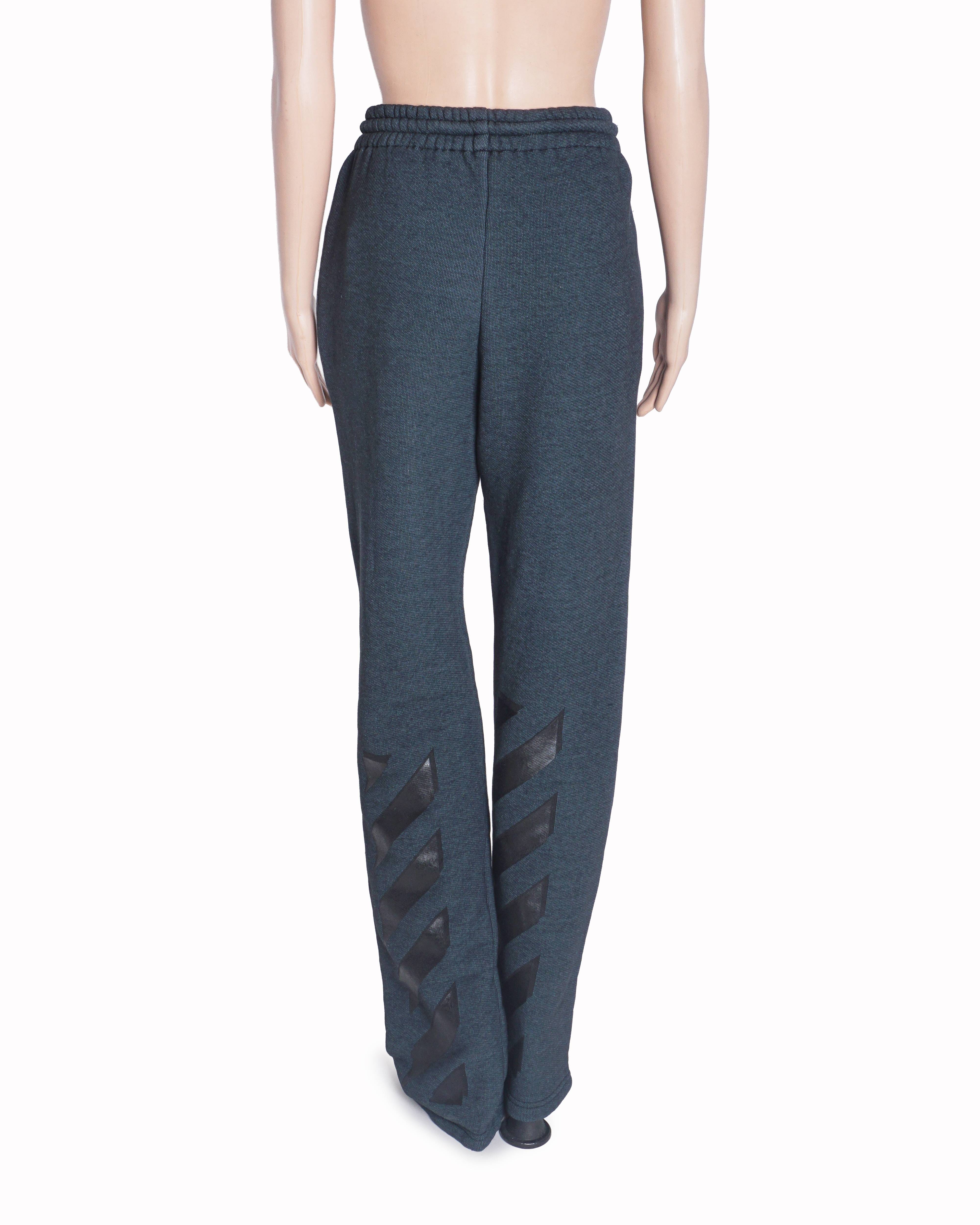 Off - White Dark Grey Diagonal Stripe Sweatpants