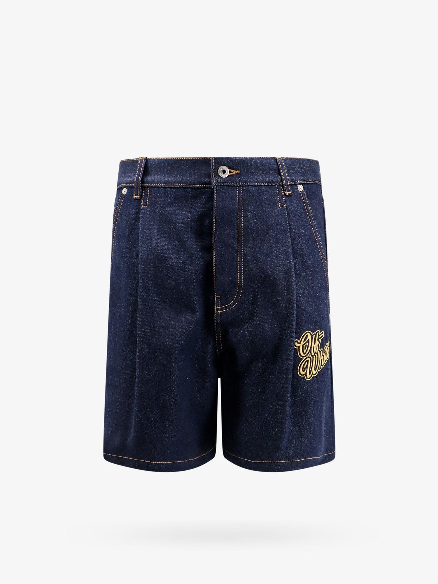 OFF WHITE Denim bermuda shorts with '90s logo