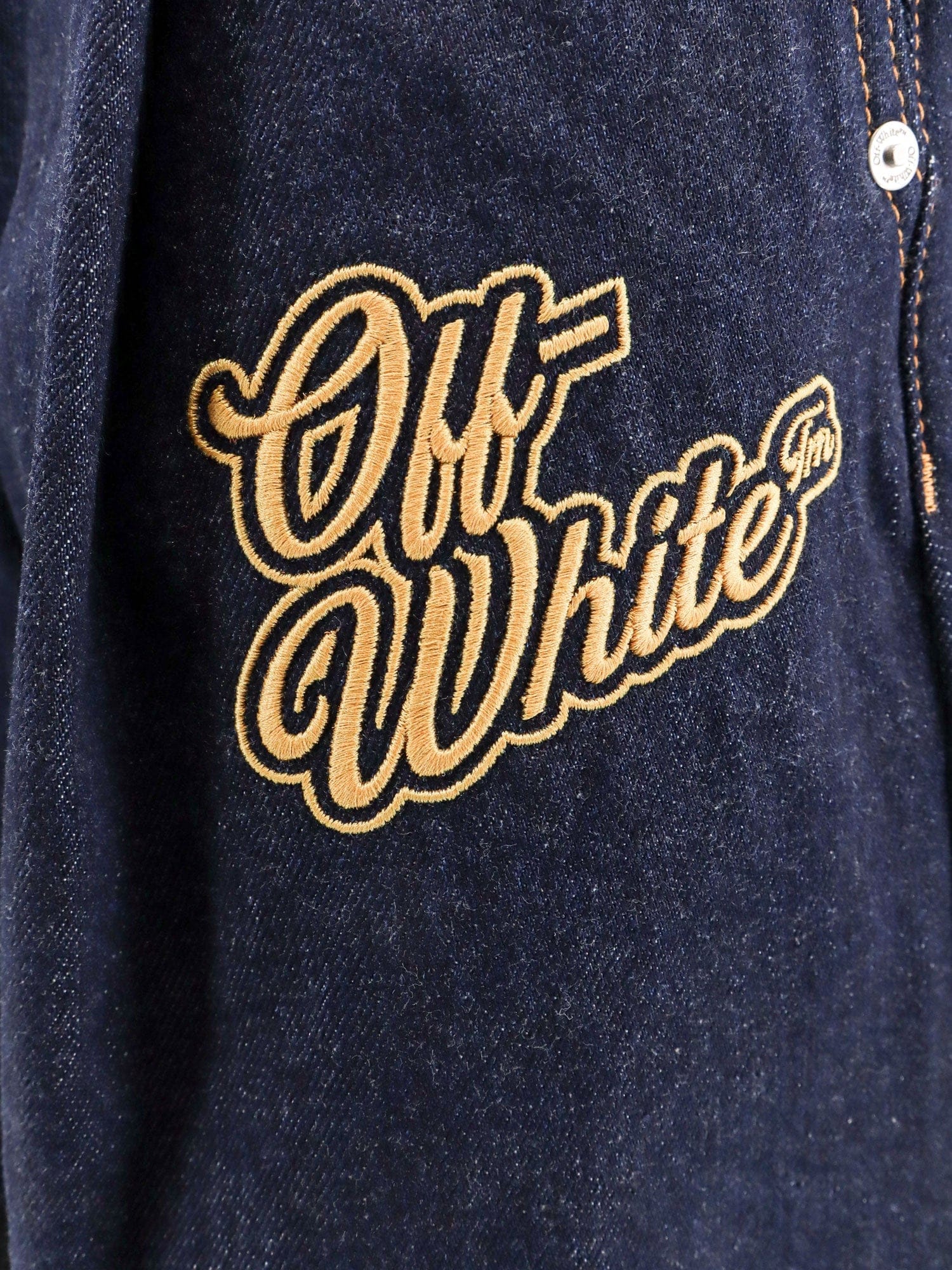 OFF WHITE Denim bermuda shorts with '90s logo