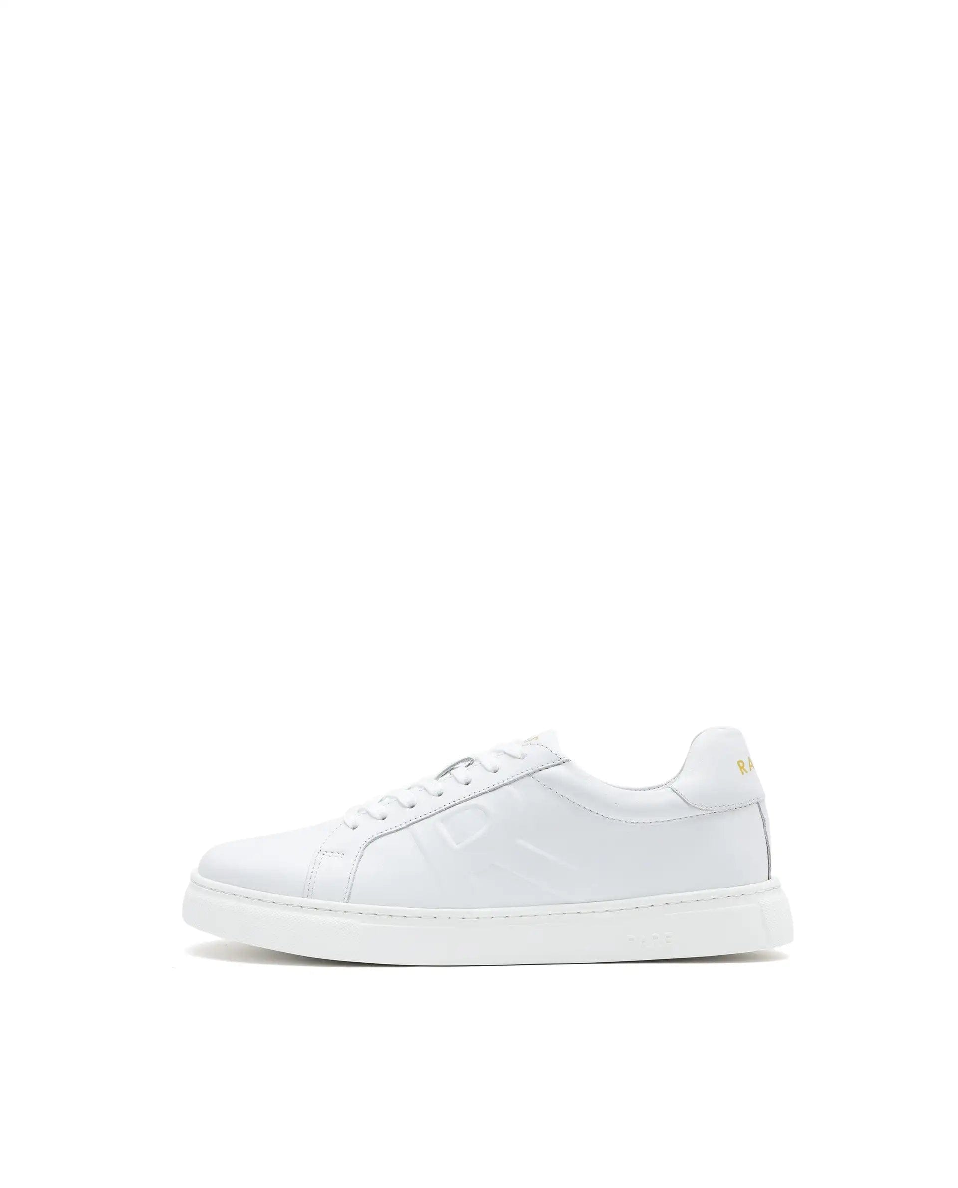 RAREZ Rare Rabbit Men's Odessa White Genuine Leather Round Toe Low - Top Lace - Up Monochromatic Sneaker