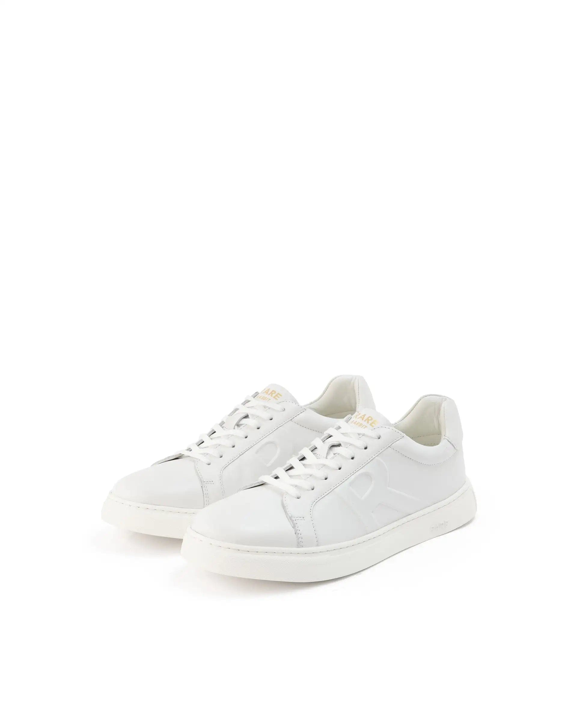 RAREZ Rare Rabbit Men's Odessa White Genuine Leather Round Toe Low - Top Lace - Up Monochromatic Sneaker