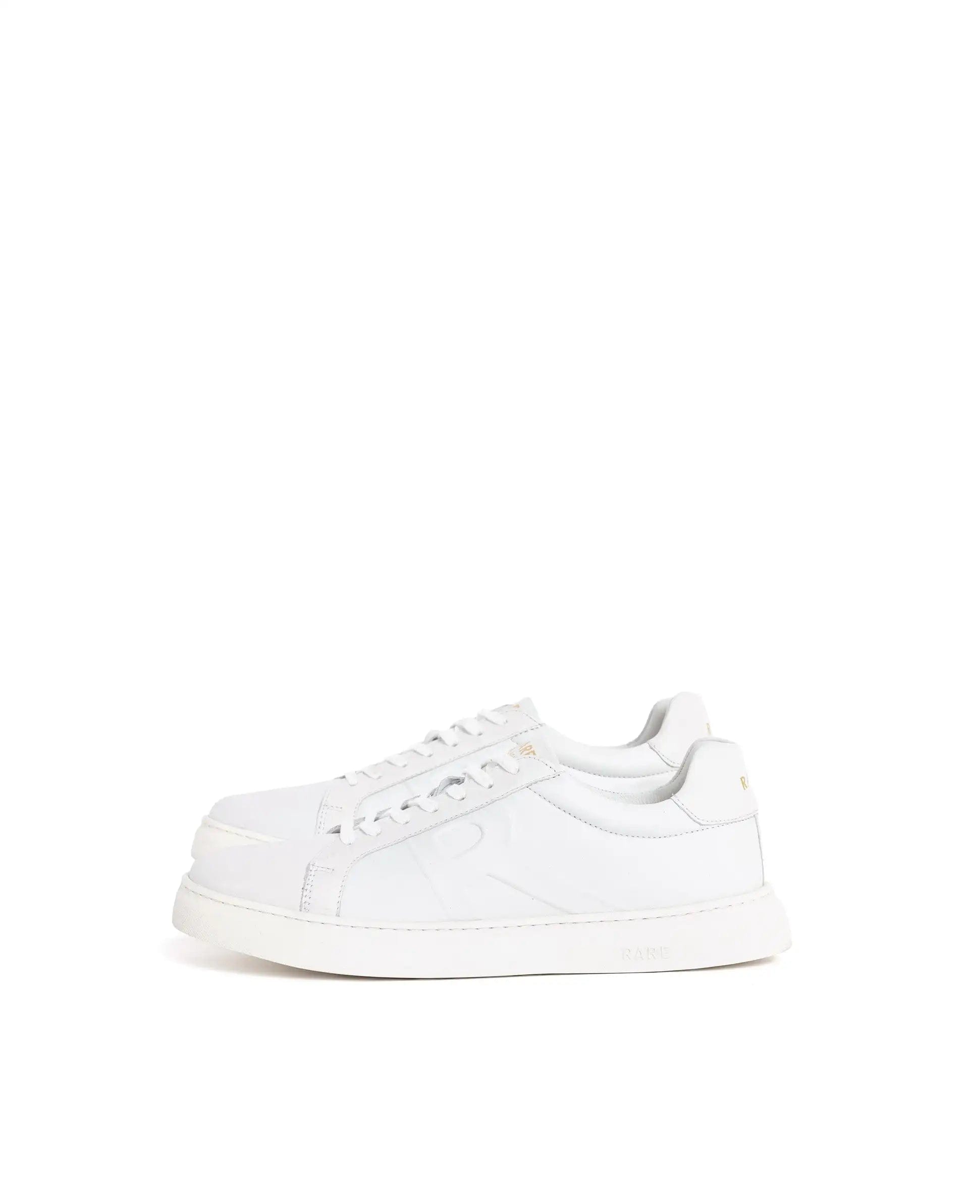 RAREZ Rare Rabbit Men's Odessa White Genuine Leather Round Toe Low - Top Lace - Up Monochromatic Sneaker