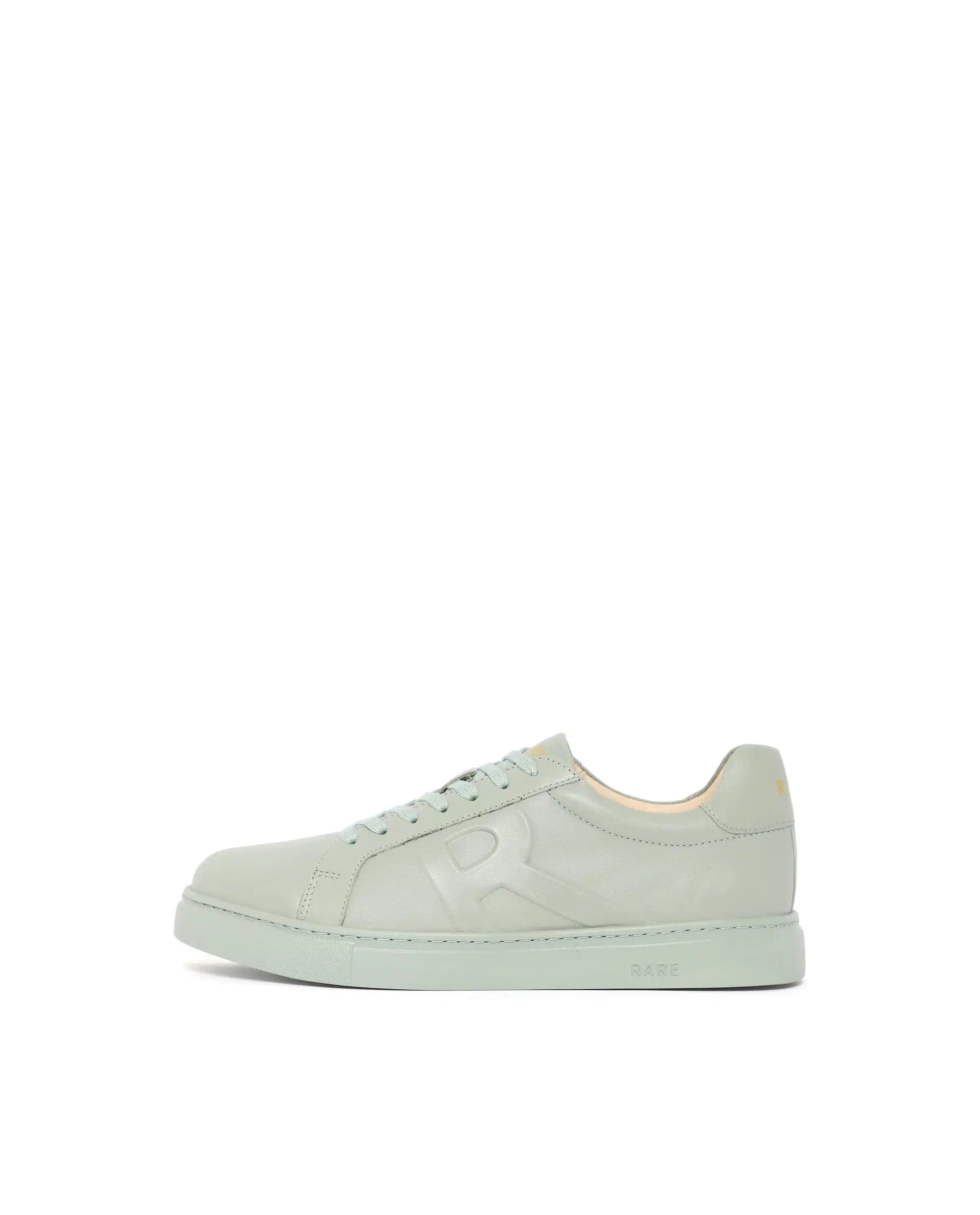 RAREZ Rare Rabbit Men's Odessa Pastel Sage Genuine Leather Round Toe Low - Top Lace - Up Monochromatic Sneaker