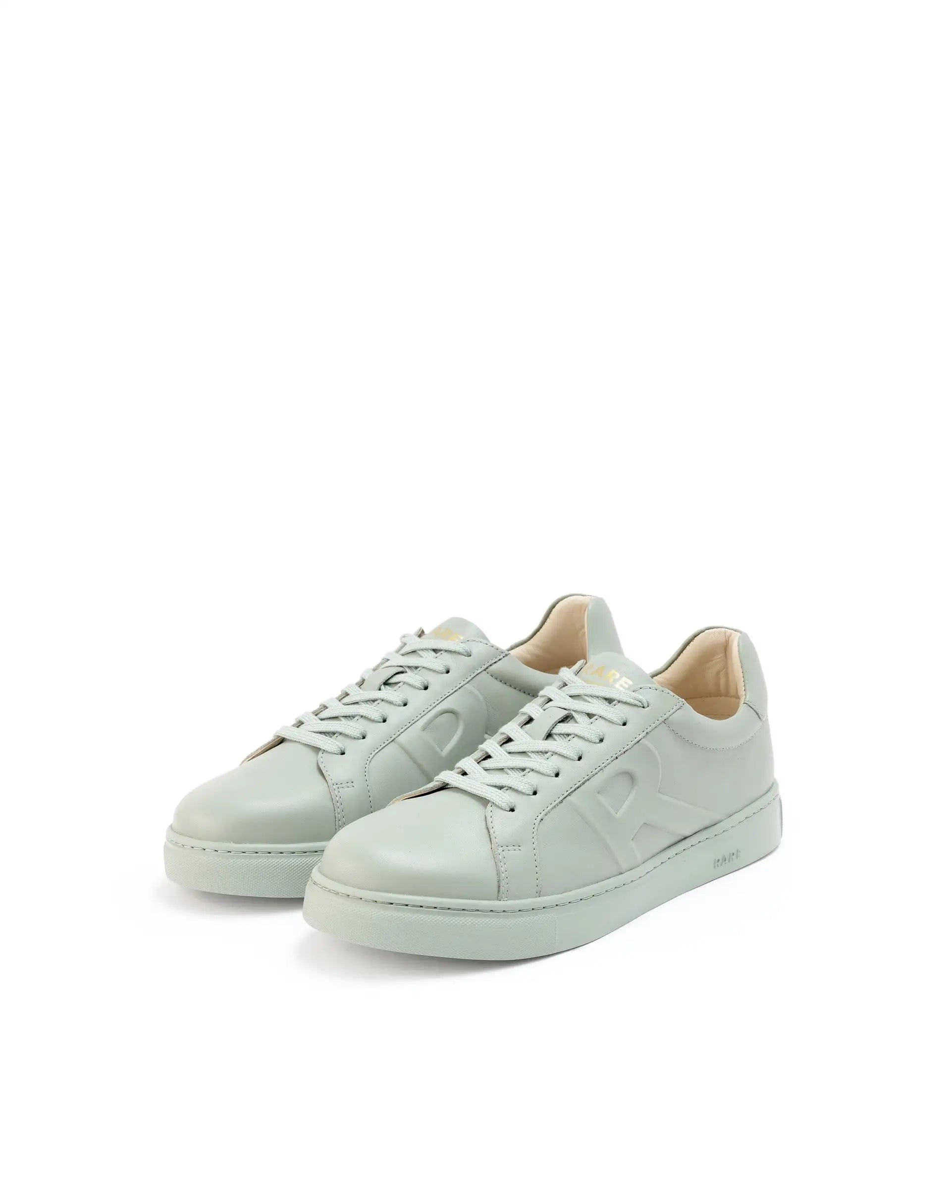 RAREZ Rare Rabbit Men's Odessa Pastel Sage Genuine Leather Round Toe Low - Top Lace - Up Monochromatic Sneaker