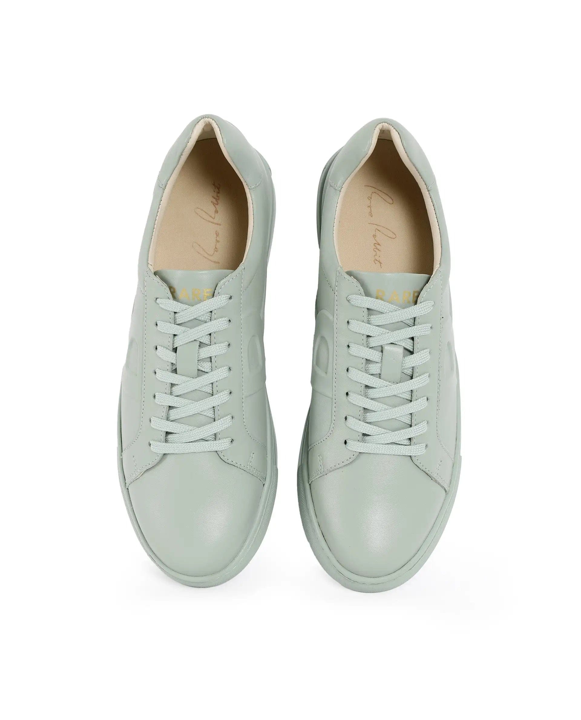 RAREZ Rare Rabbit Men's Odessa Pastel Sage Genuine Leather Round Toe Low - Top Lace - Up Monochromatic Sneaker