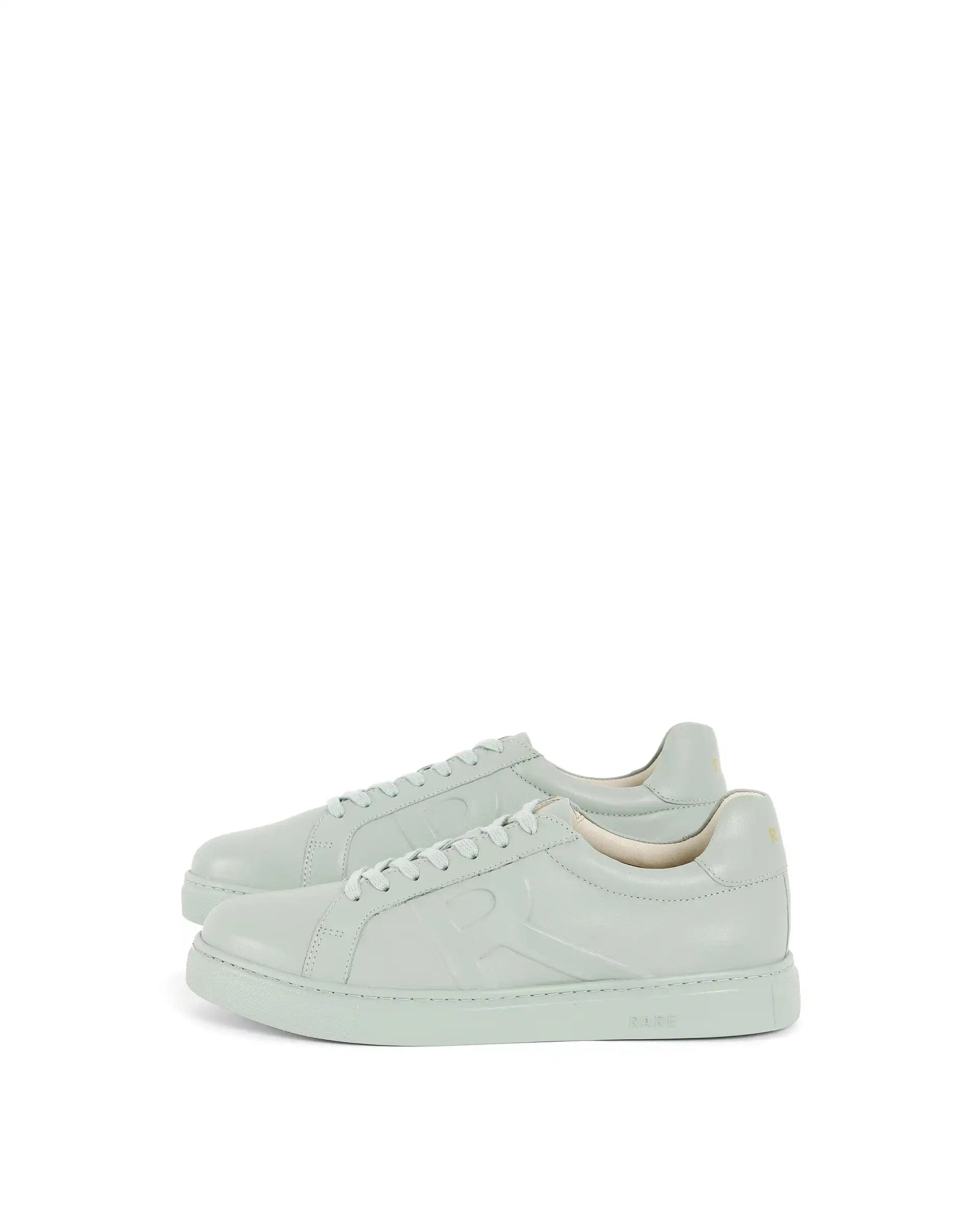 RAREZ Rare Rabbit Men's Odessa Pastel Sage Genuine Leather Round Toe Low - Top Lace - Up Monochromatic Sneaker