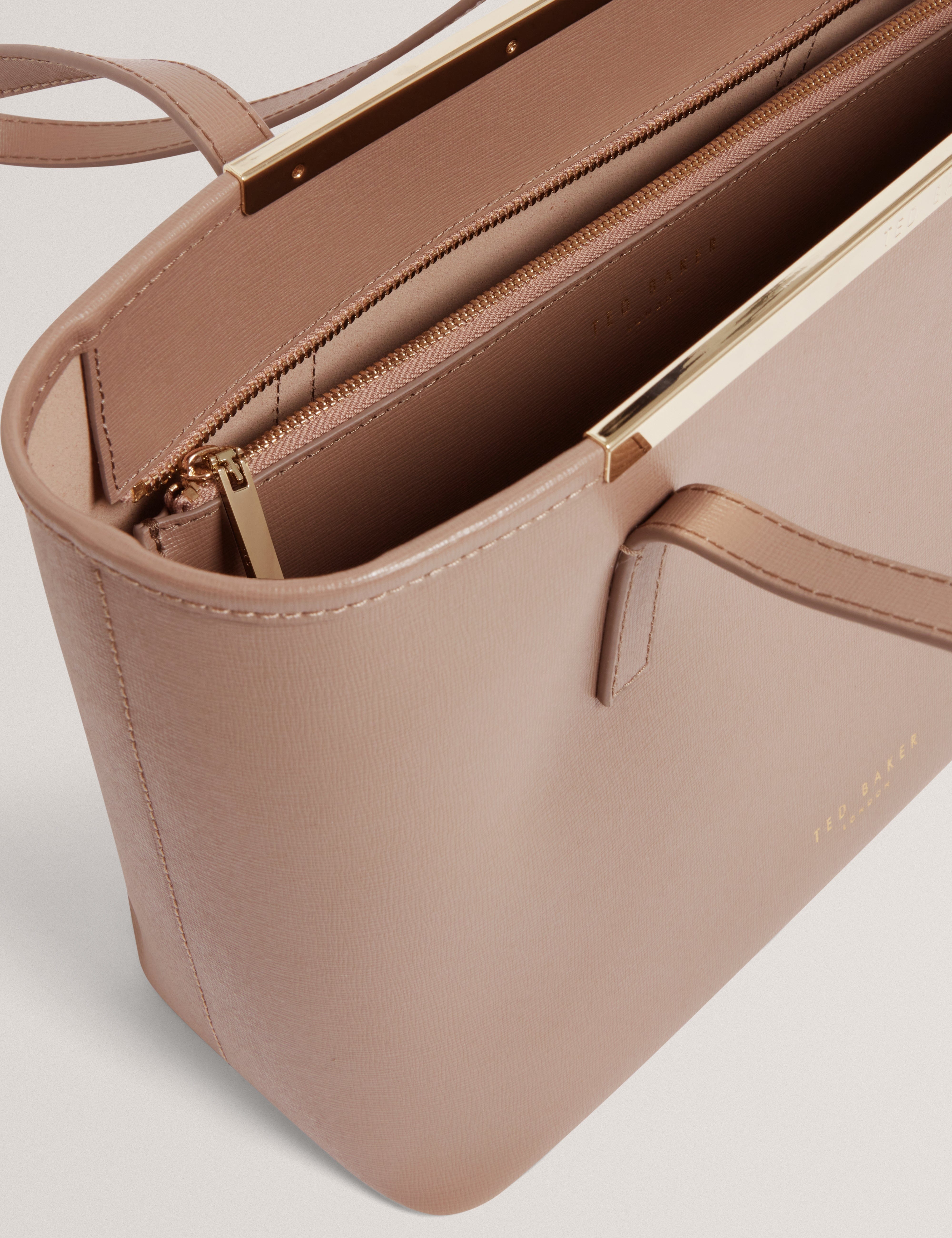 Ted Baker Hayleyz Saffiano Leather Small Shopper Bag Taupe