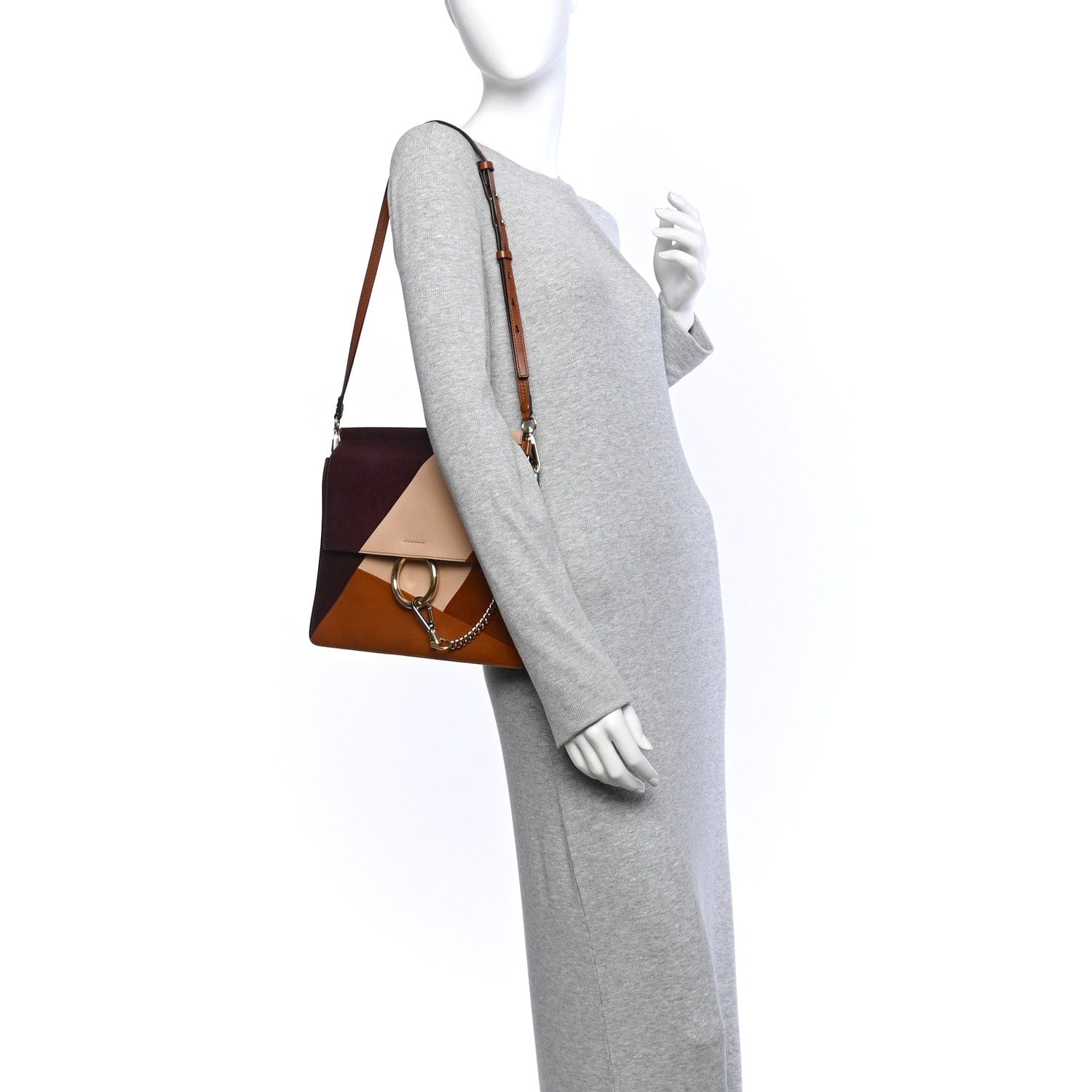 Chloe Smooth Calfskin Patchwork Medium Faye Shoulder Bag Light Tan