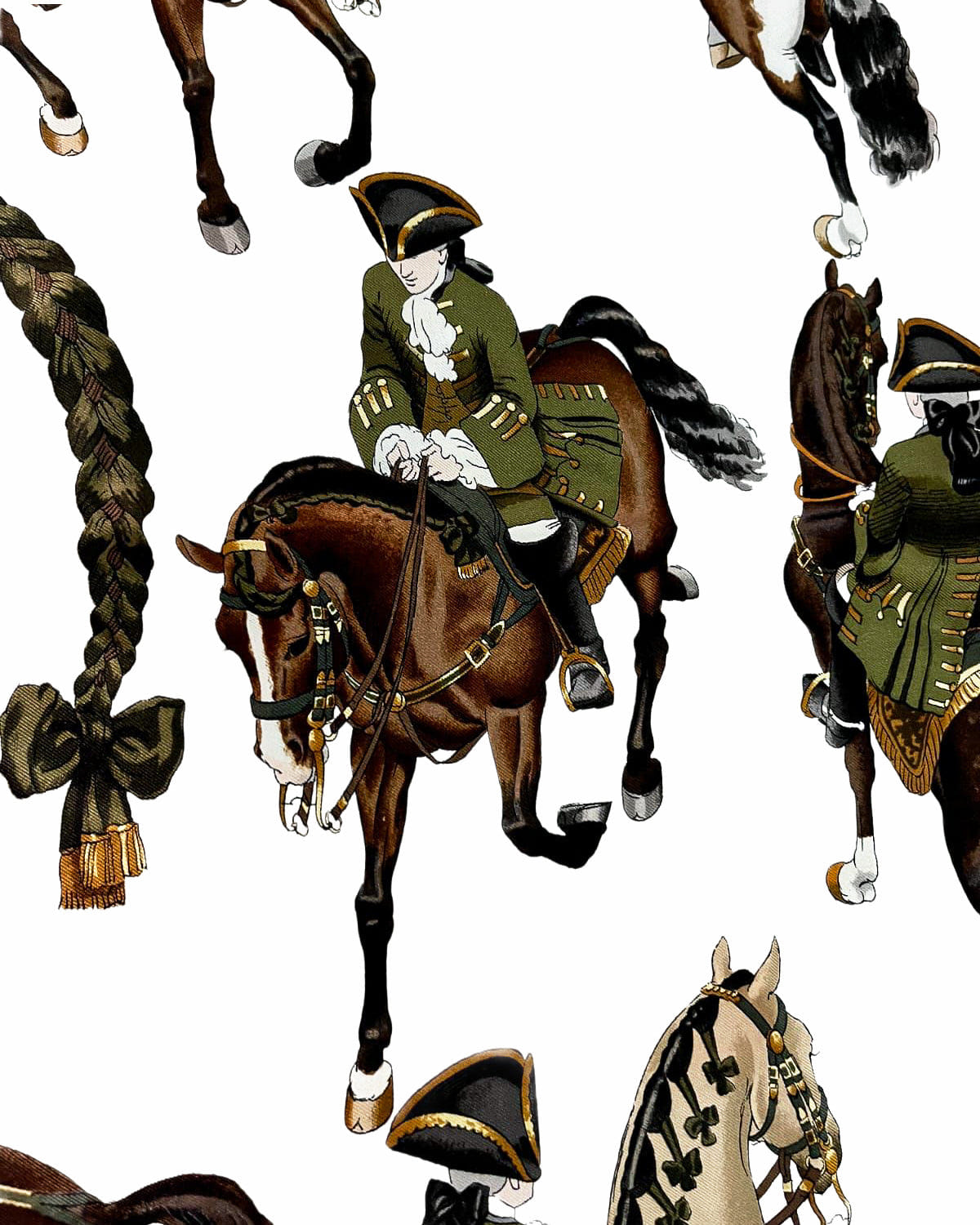 Hermès Carré Horse Riding Scarf In Green White