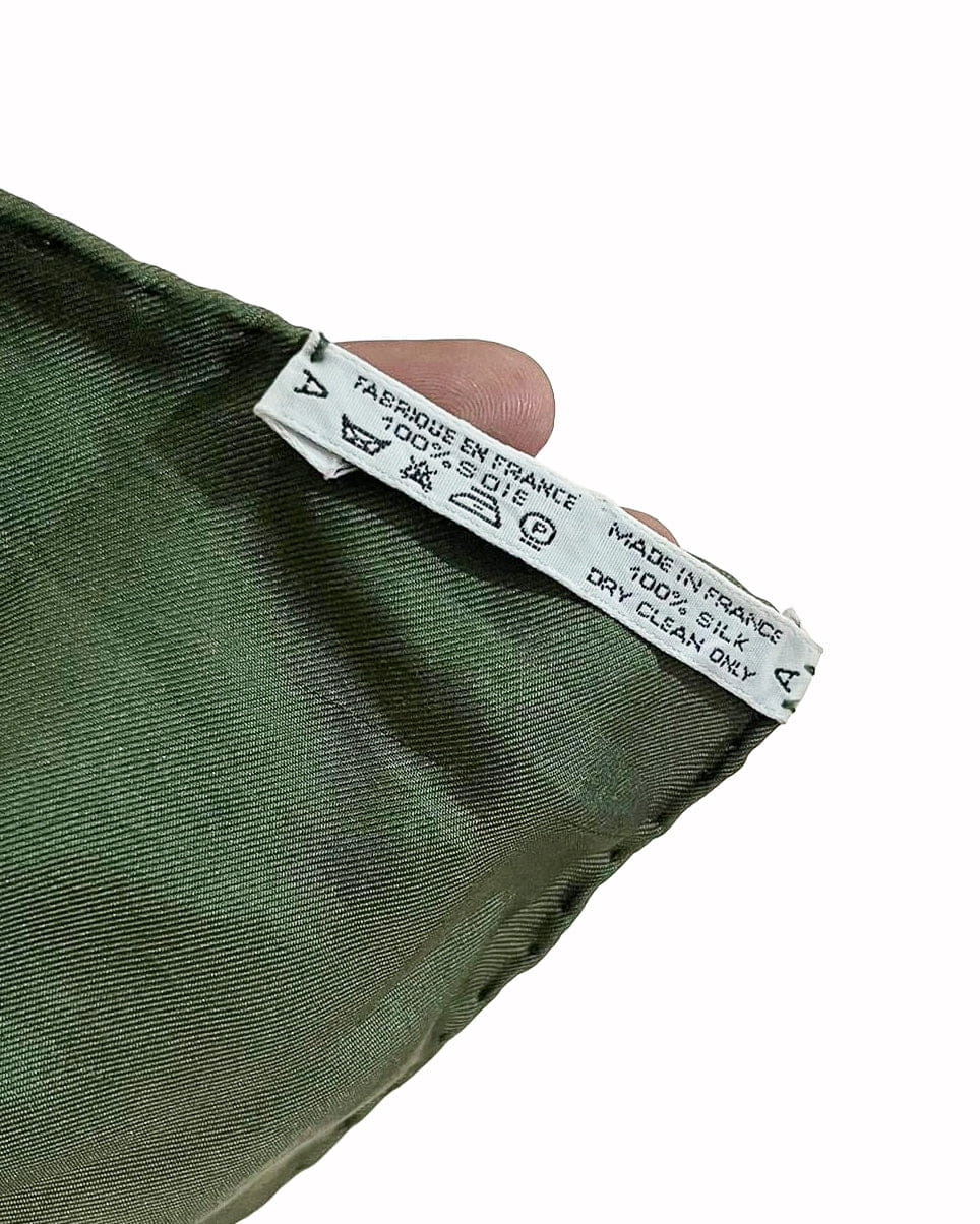 Hermès Carré Horse Riding Scarf In Green White