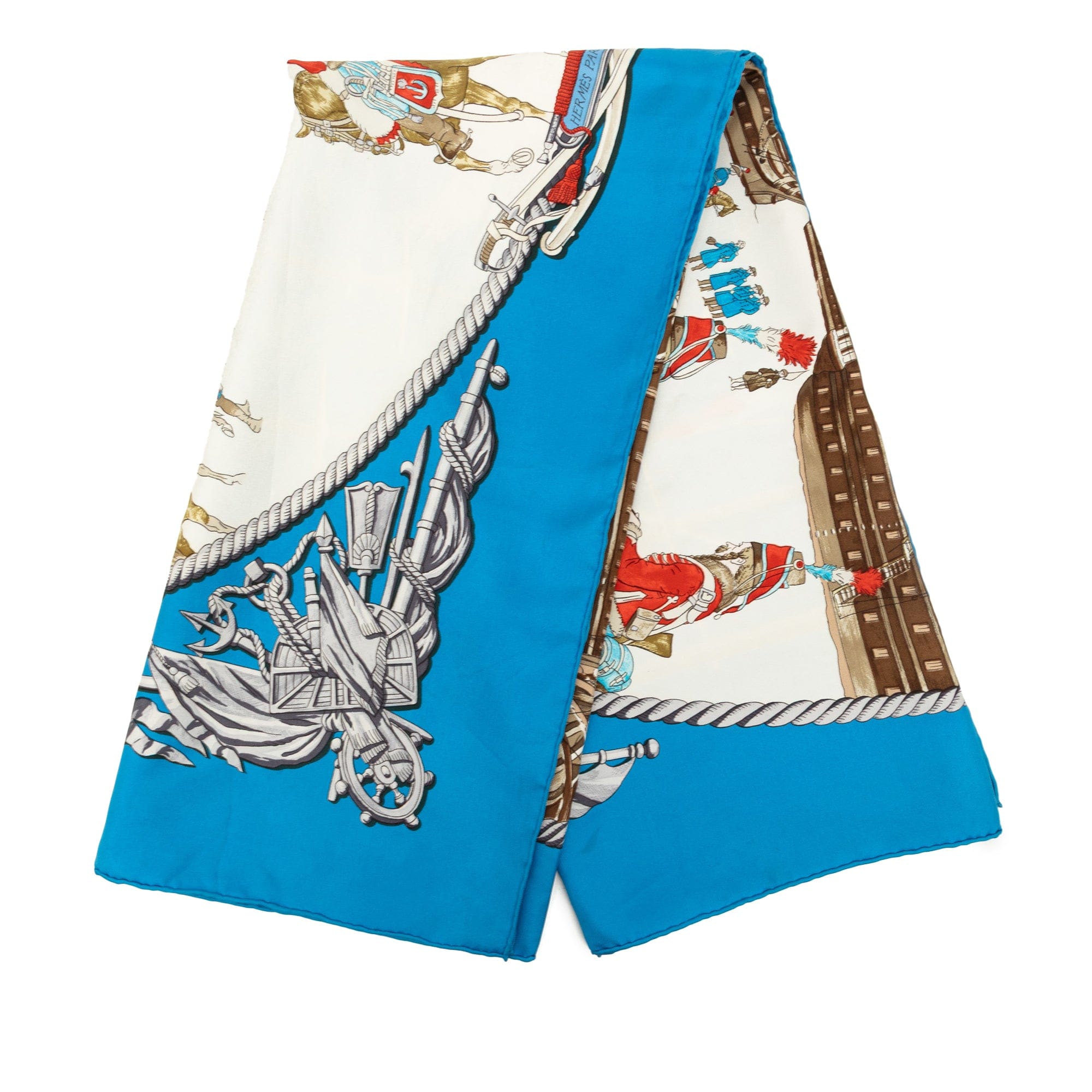 Hermès Marine et Cavalerie Silk Scarf 90