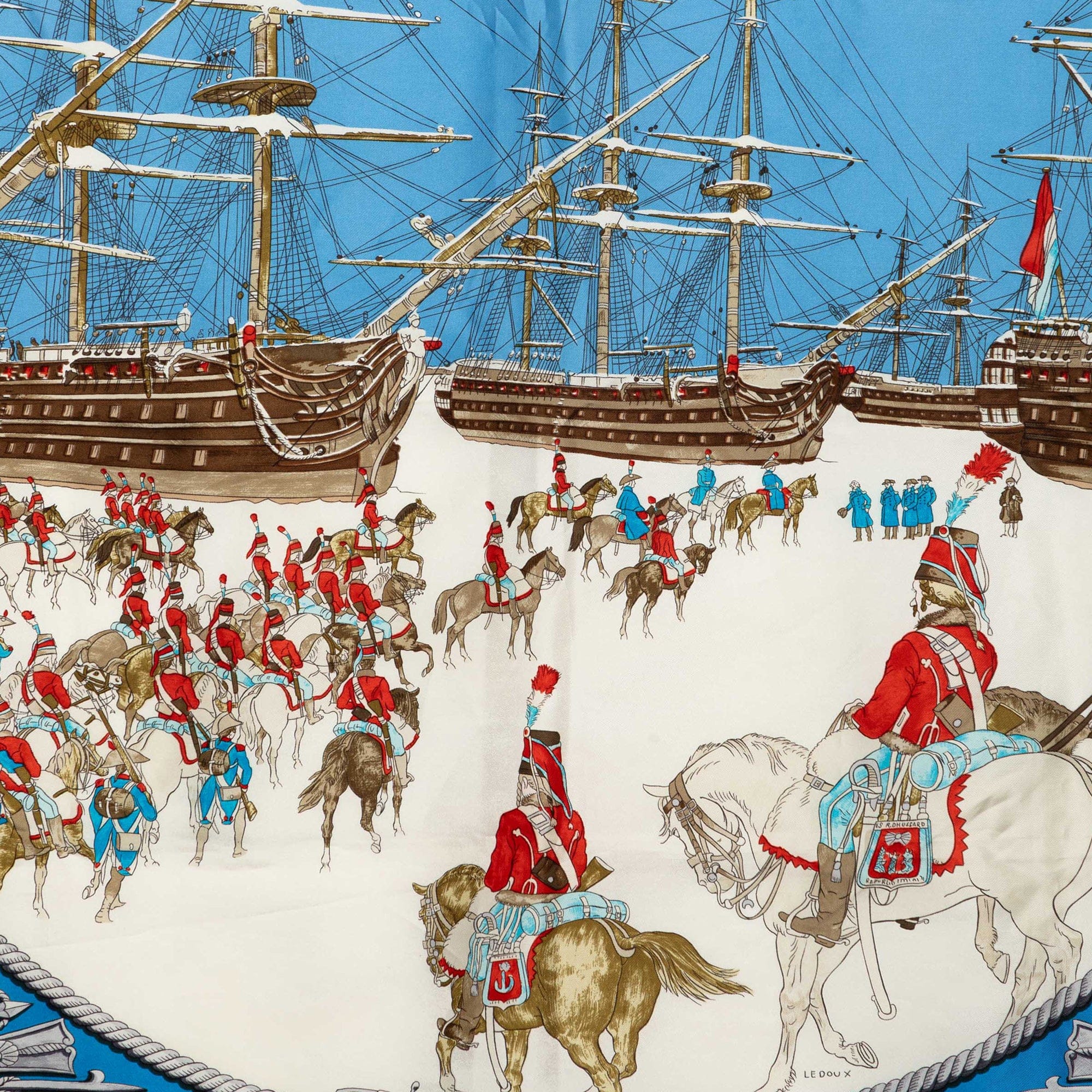 Hermès Marine et Cavalerie Silk Scarf 90