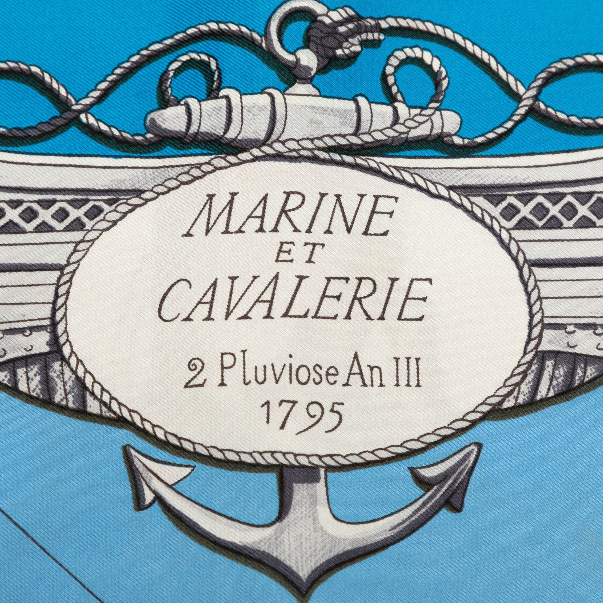 Hermès Marine et Cavalerie Silk Scarf 90