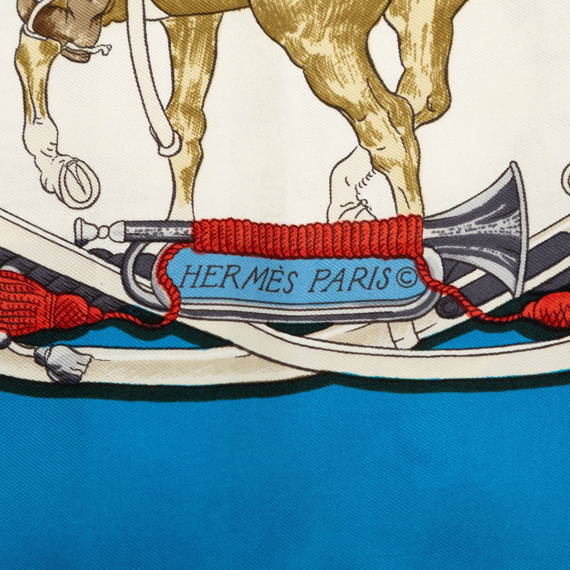 Hermès Marine et Cavalerie Silk Scarf 90