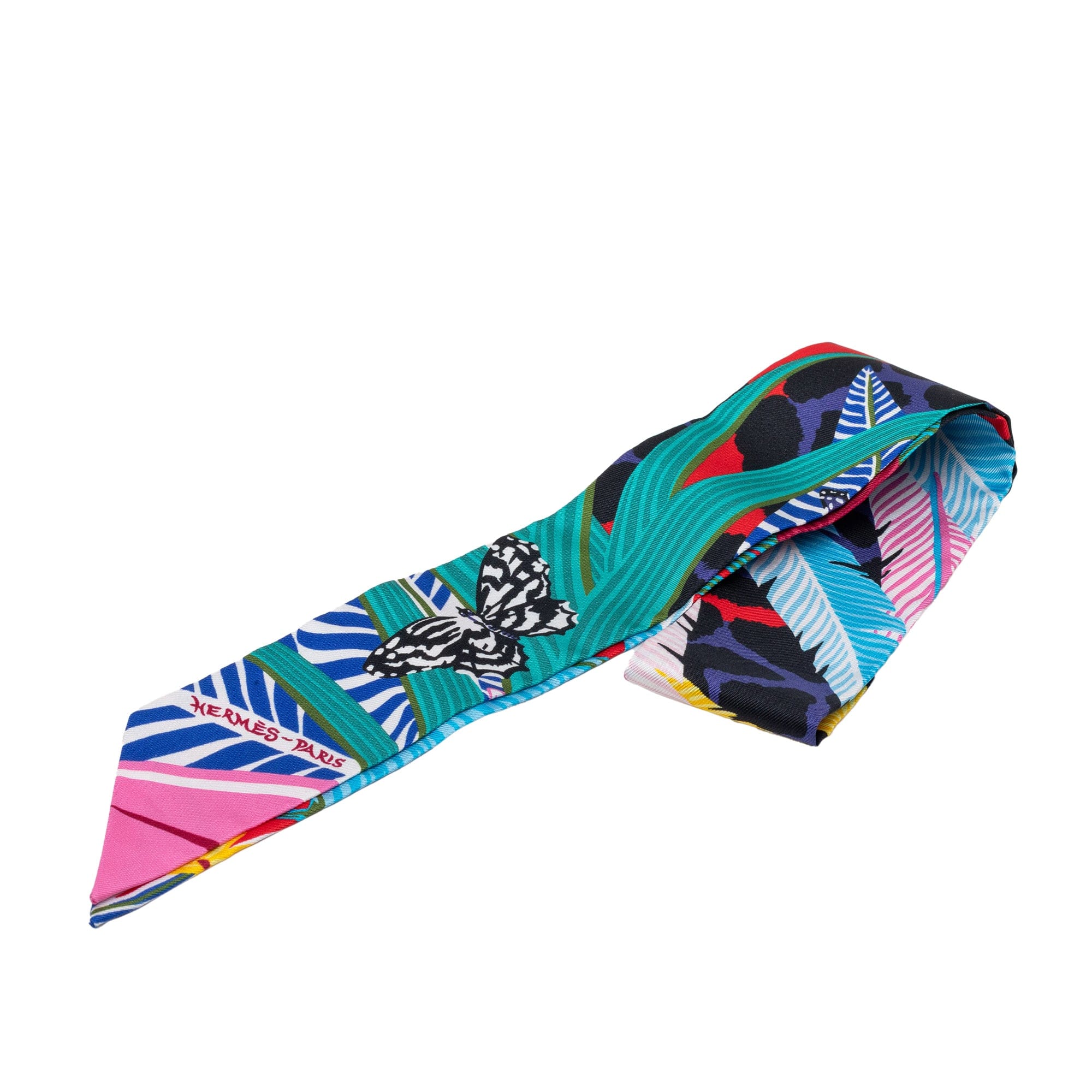 Hermès Jaguar Quetzal Silk Twilly Scarf