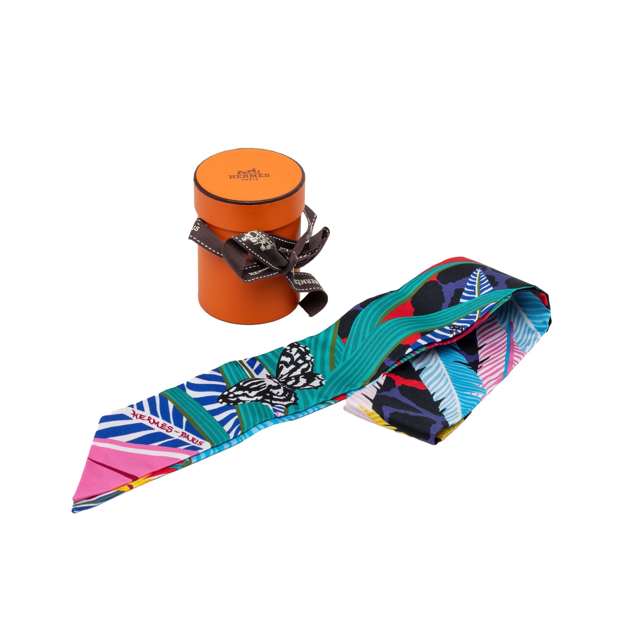 Hermès Jaguar Quetzal Silk Twilly Scarf