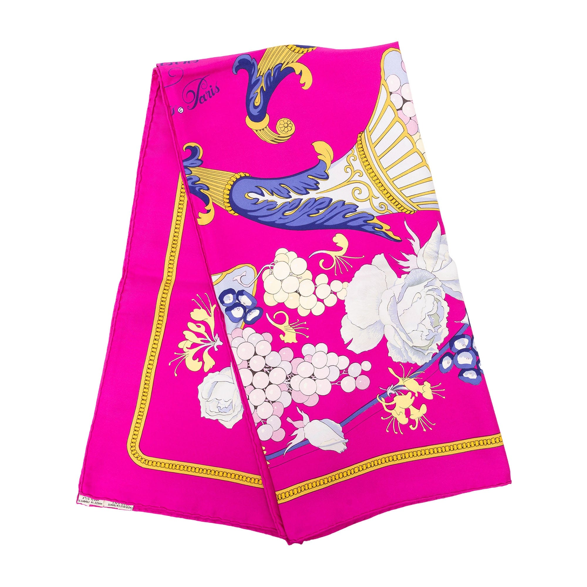 Hermès Fleurs et Raisins Silk Scarf 90