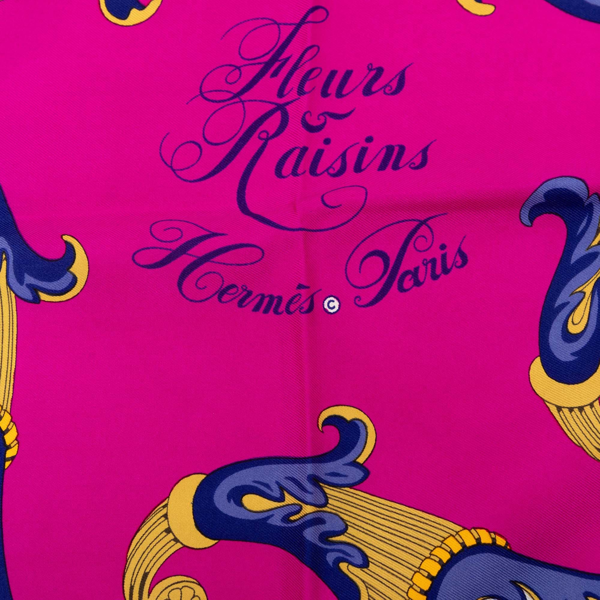 Hermès Fleurs et Raisins Silk Scarf 90